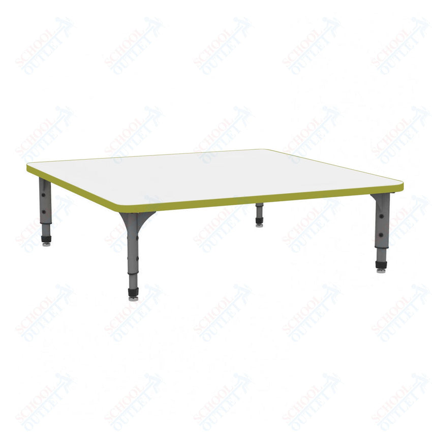 Marco 48" Square Floor Table w/ Dry Erase Top Adj Height 12" - 15" (38 - 2216 - DC) - SchoolOutlet