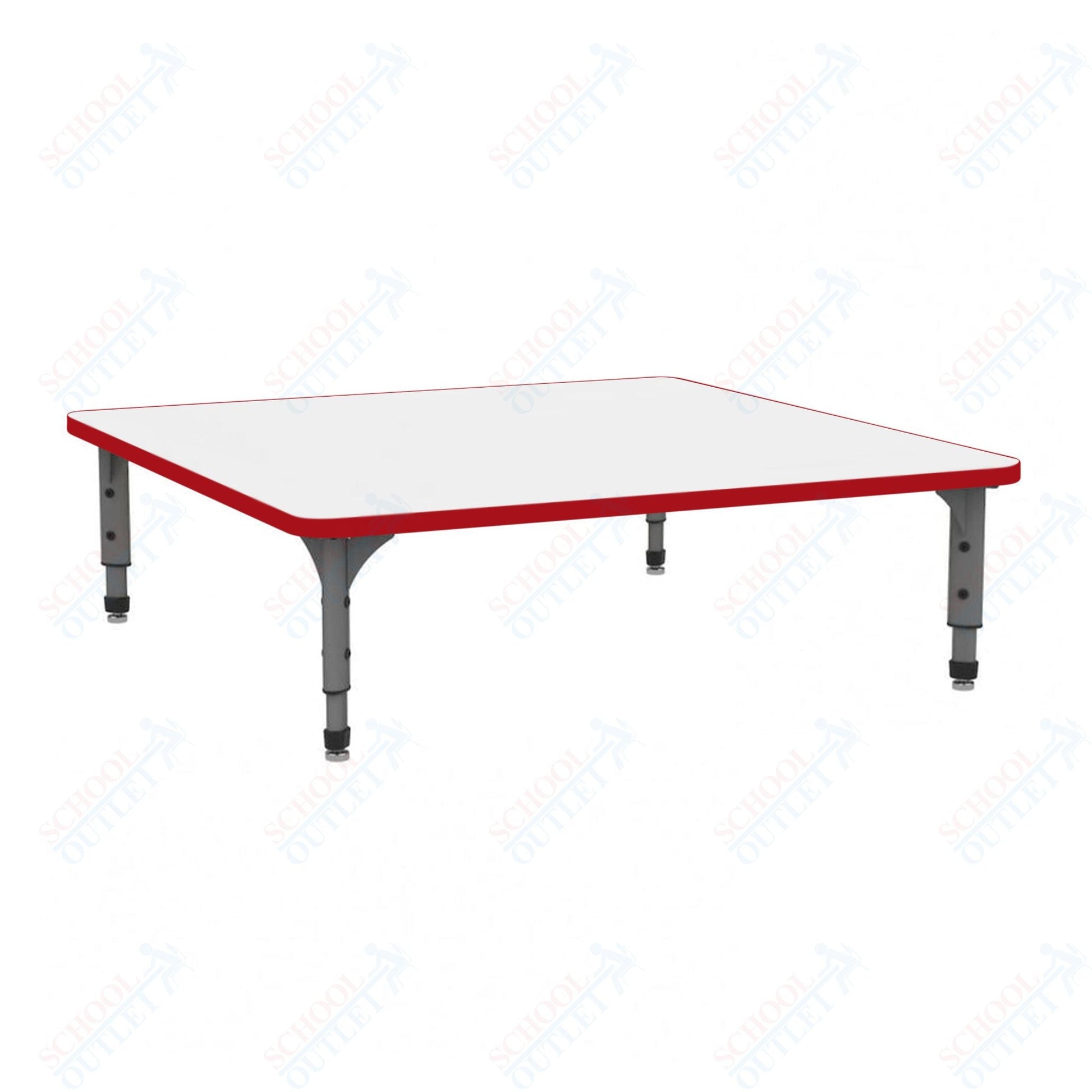 Marco 48" Square Floor Table w/ Dry Erase Top Adj Height 12" - 15" (38 - 2216 - DC) - SchoolOutlet