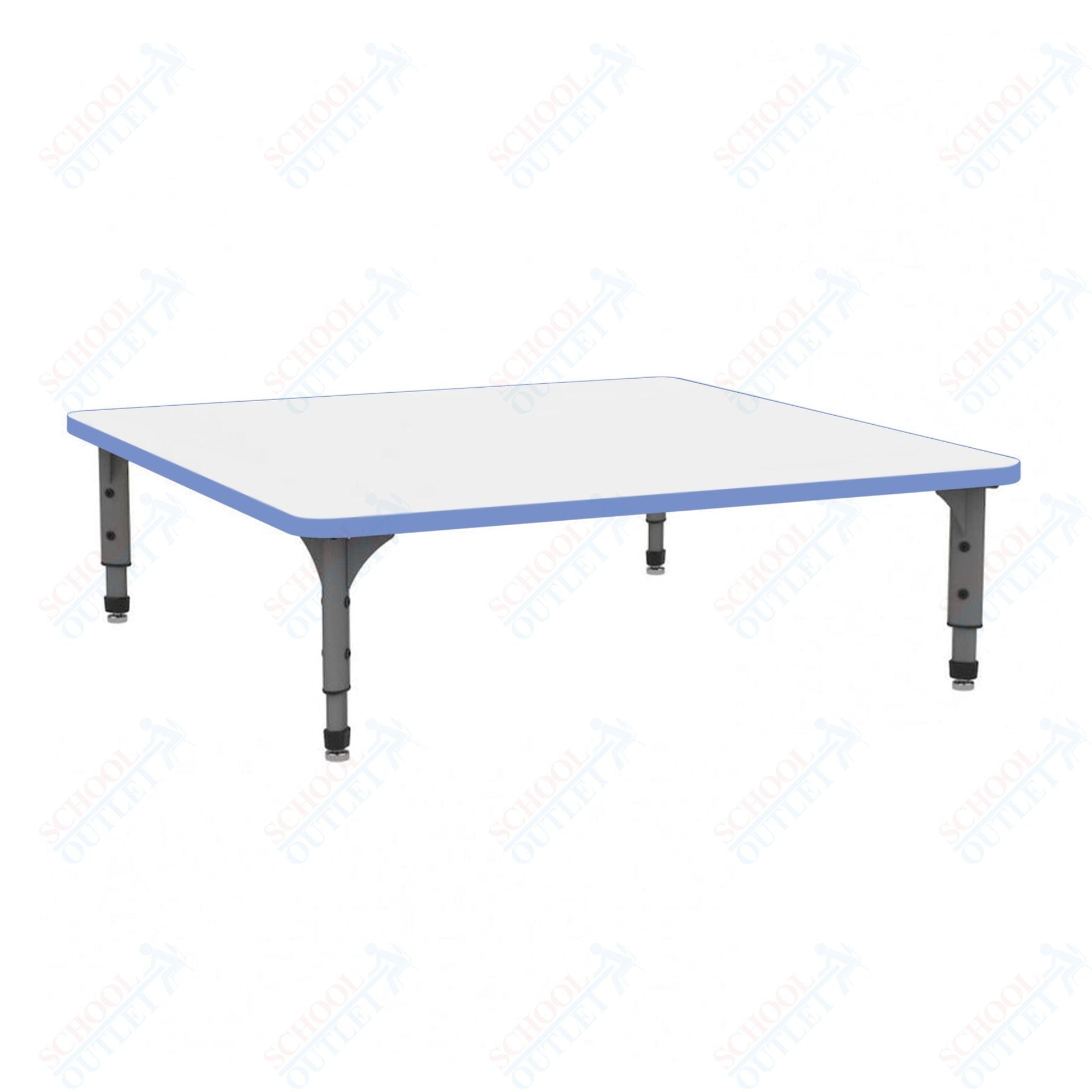 Marco 48" Square Floor Table w/ Dry Erase Top Adj Height 12" - 15" (38 - 2216 - DC) - SchoolOutlet