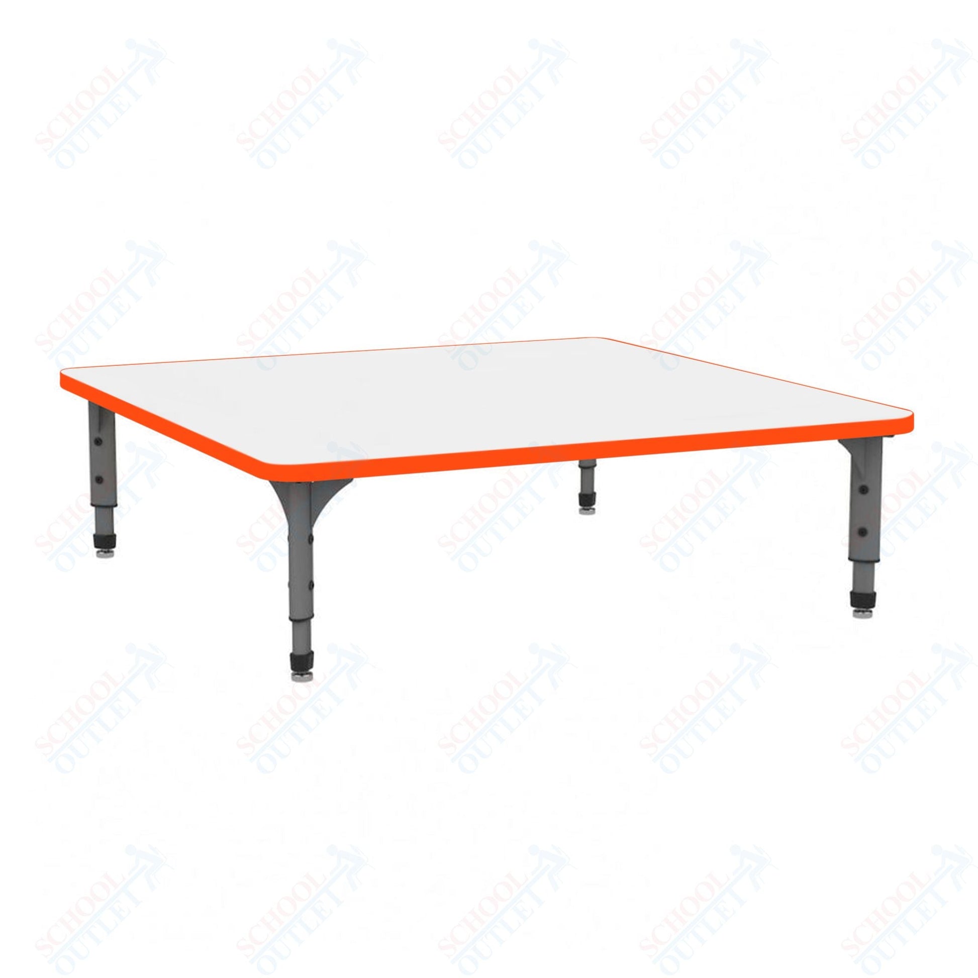 Marco 48" Square Floor Table w/ Dry Erase Top Adj Height 12" - 15" (38 - 2216 - DC) - SchoolOutlet