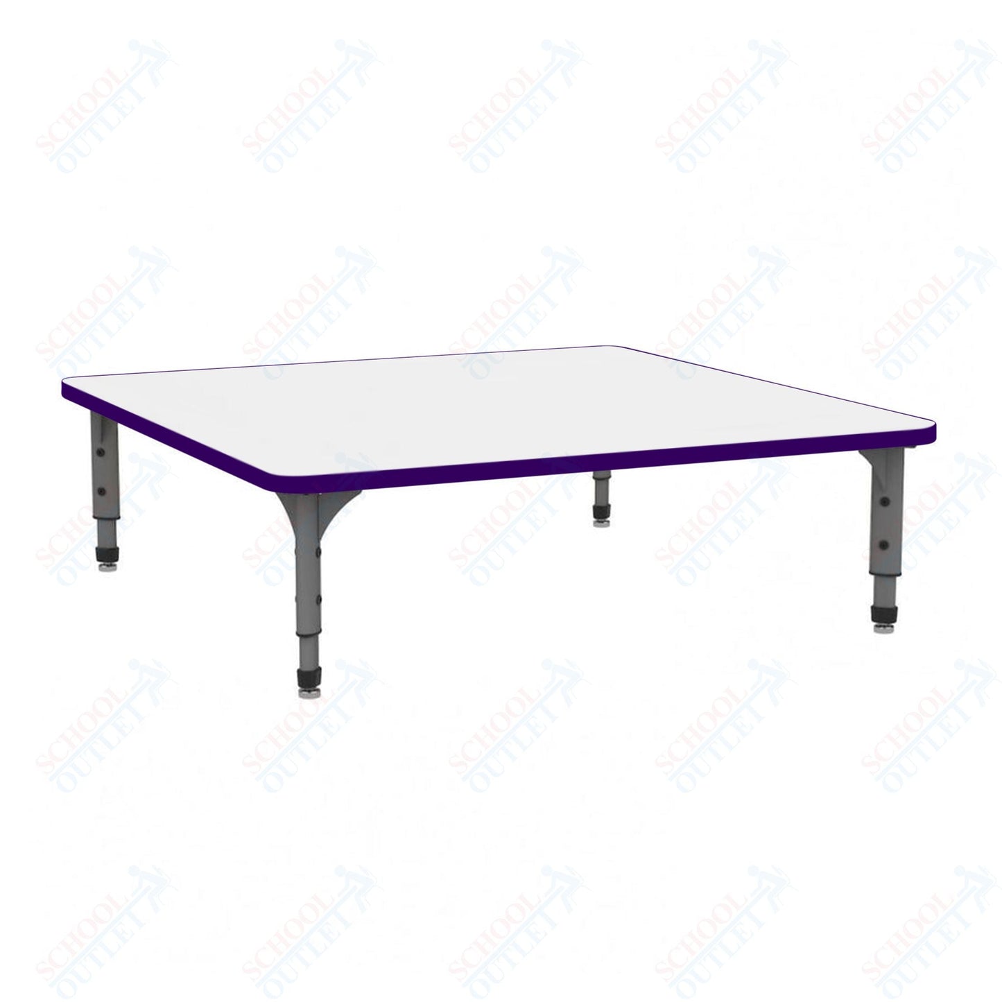 Marco 48" Square Floor Table w/ Dry Erase Top Adj Height 12" - 15" (38 - 2216 - DC) - SchoolOutlet