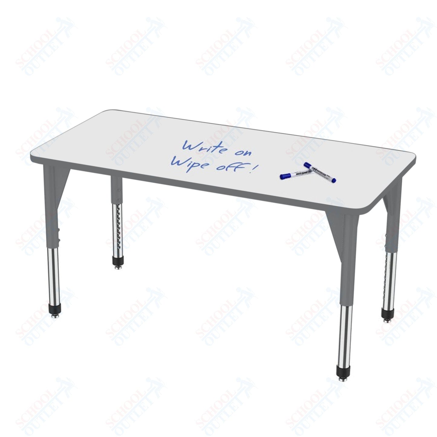 Marco Apex Series Rectangle Preschool Activity Table w/ Dry Erase HPL Top 24" x 48" Adj Height 17" - 24" (38 - 2226 - DB) - SchoolOutlet