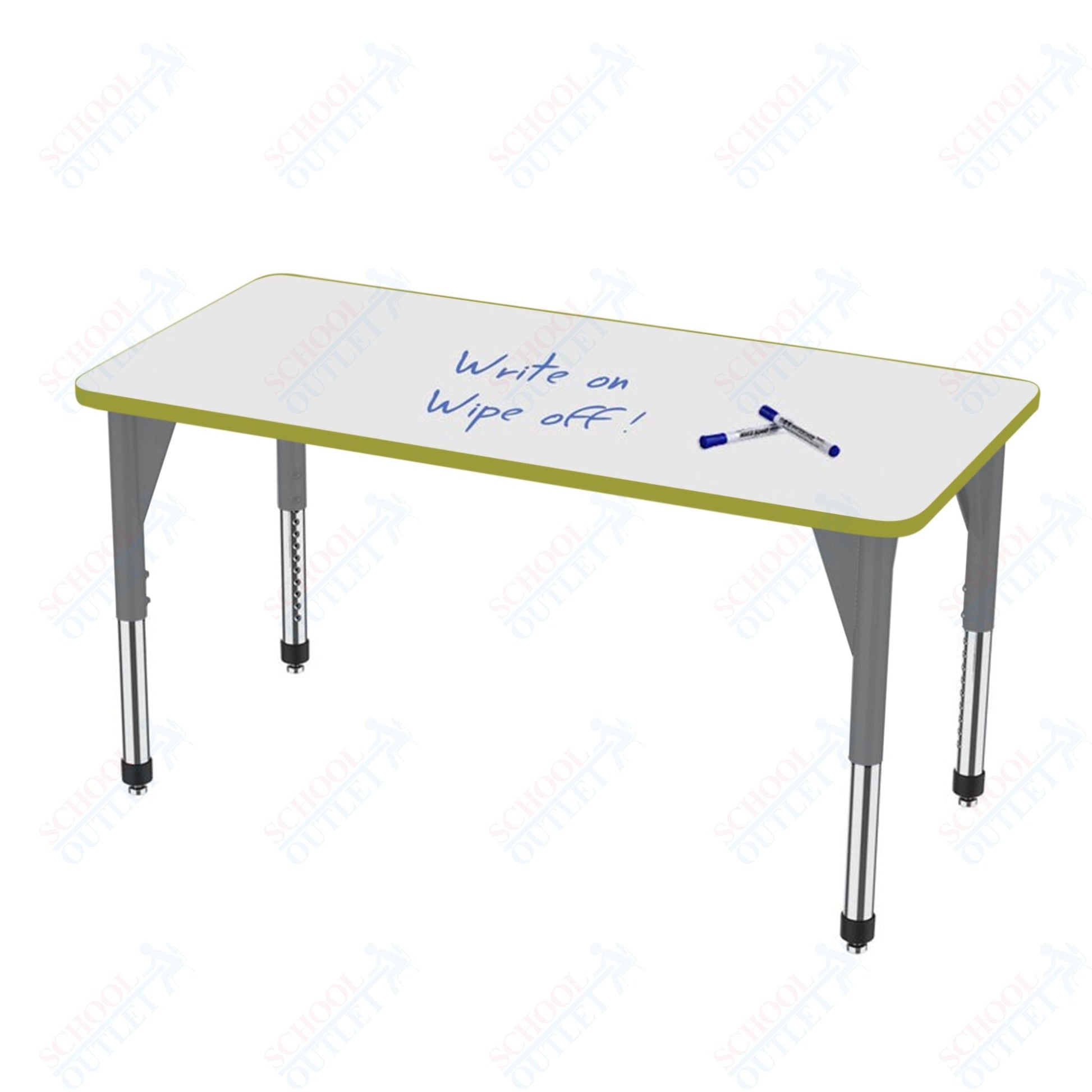 Marco Apex Series Rectangle Preschool Activity Table w/ Dry Erase HPL Top 24" x 48" Adj Height 17" - 24" (38 - 2226 - DB) - SchoolOutlet