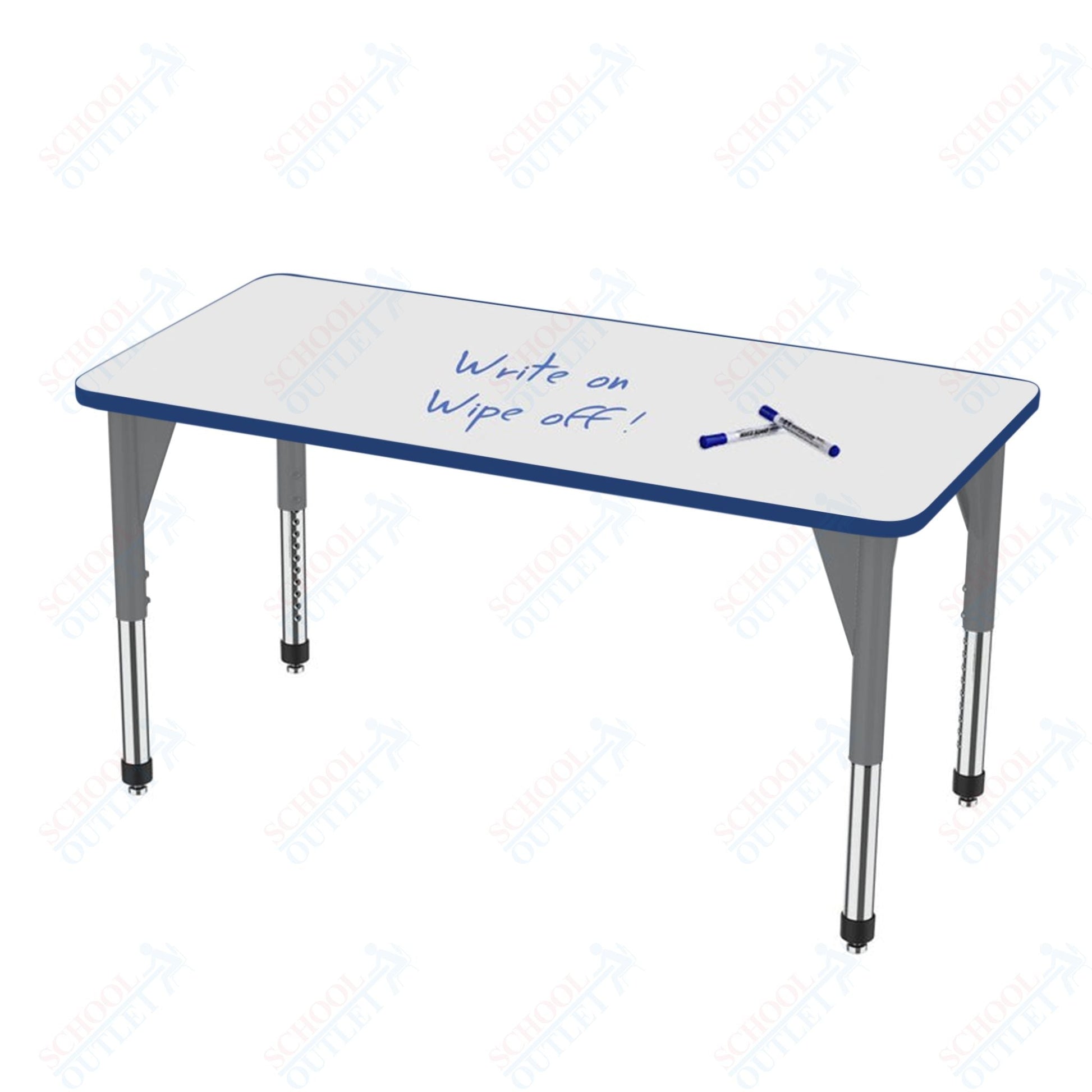 Marco Apex Series Rectangle Preschool Activity Table w/ Dry Erase HPL Top 30" x 72" Adj Height 17" - 24" (38 - 2238 - DB) - SchoolOutlet