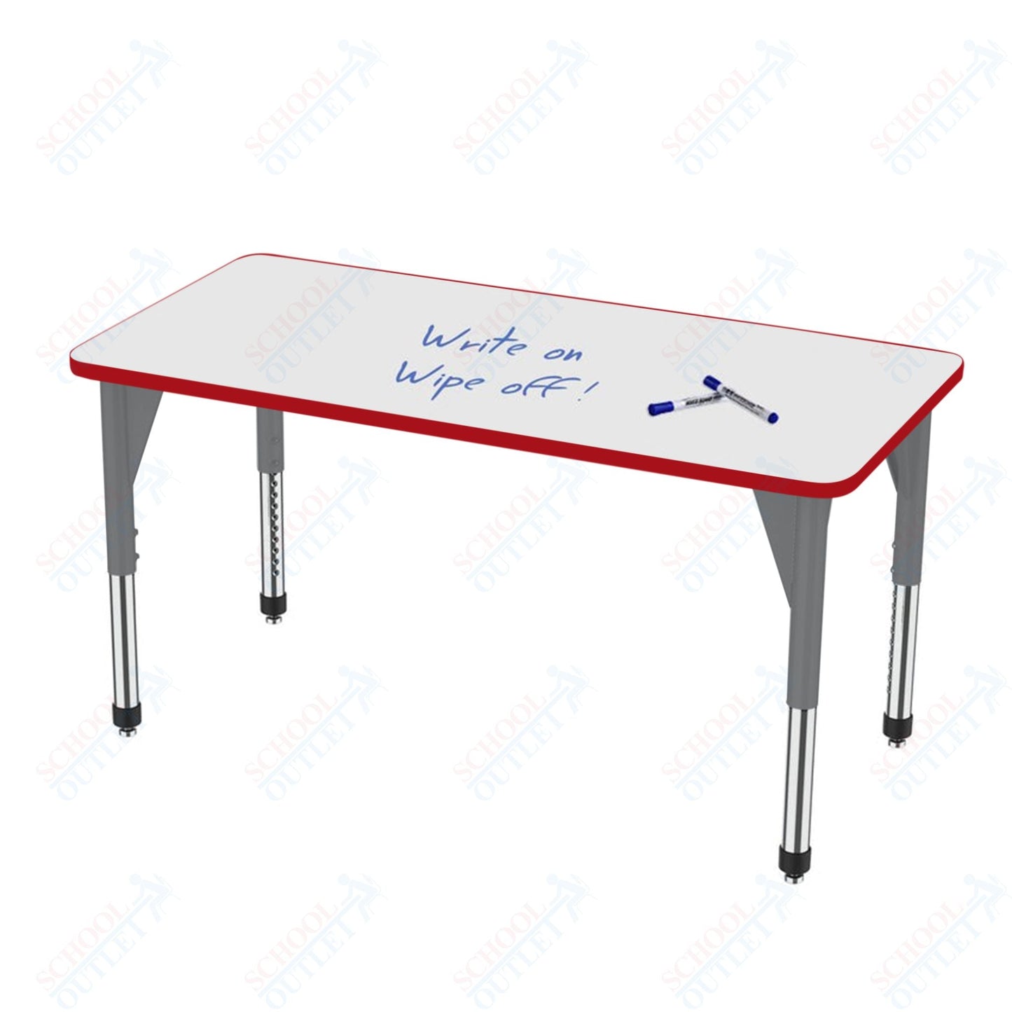 Marco Apex Series Rectangle Preschool Activity Table w/ Dry Erase HPL Top 30" x 72" Adj Height 17" - 24" (38 - 2238 - DB) - SchoolOutlet