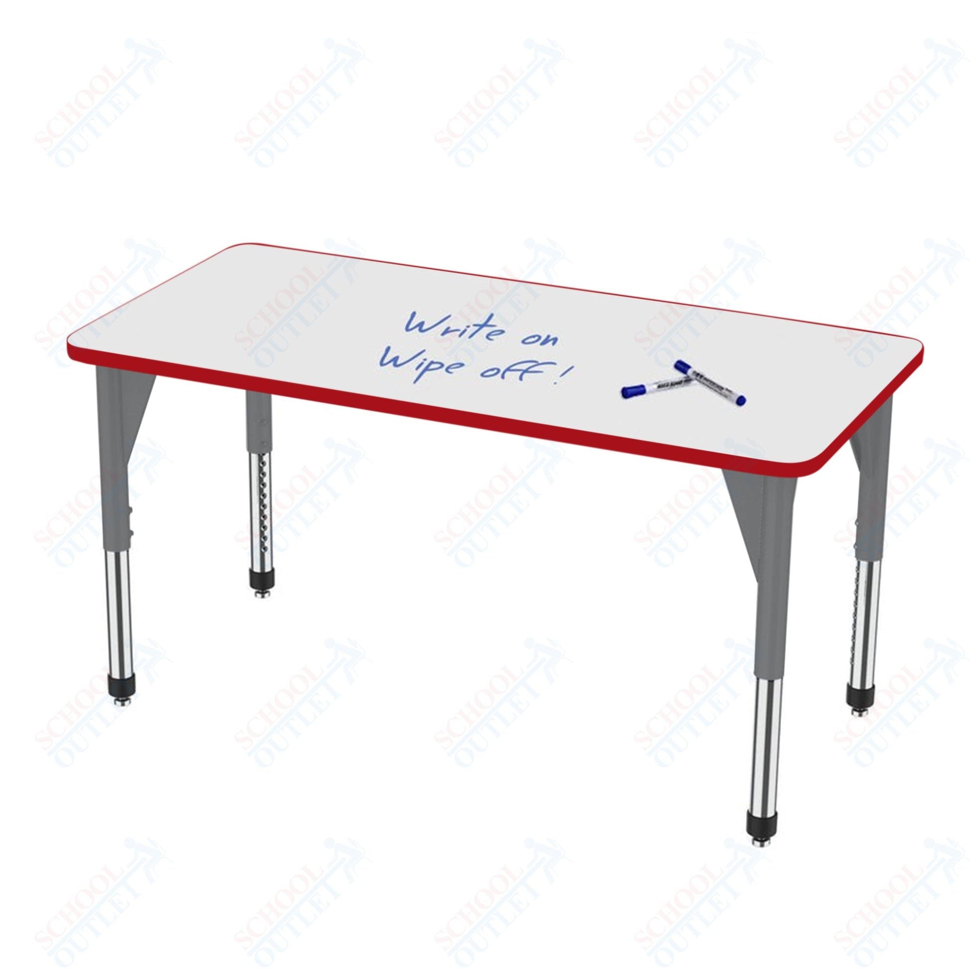 Marco Apex Series Rectangle Preschool Activity Table w/ Dry Erase HPL Top 30" x 72" Adj Height 17" - 24" (38 - 2238 - DB) - SchoolOutlet