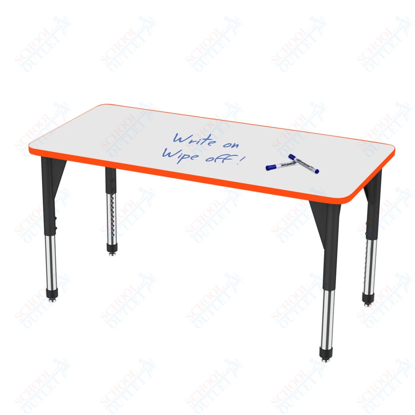 Marco Apex Series Rectangle Preschool Activity Table w/ Dry Erase HPL Top 30" x 72" Adj Height 17" - 24" (38 - 2238 - DB) - SchoolOutlet
