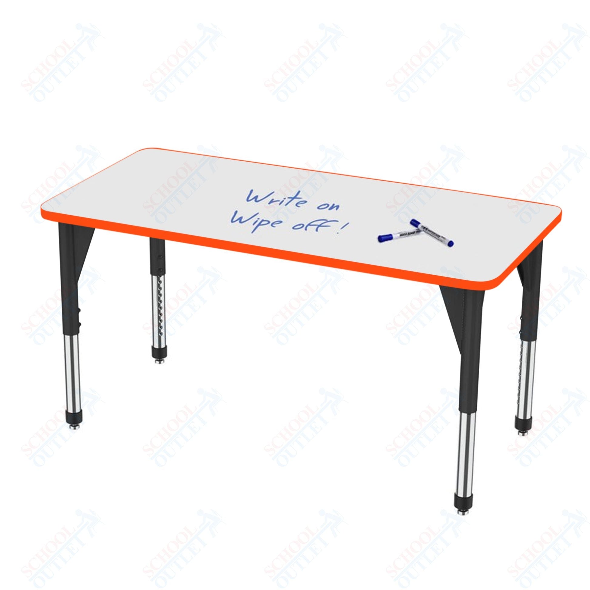 Marco Apex Series Rectangle Preschool Activity Table w/ Dry Erase HPL Top 30" x 72" Adj Height 17" - 24" (38 - 2238 - DB) - SchoolOutlet