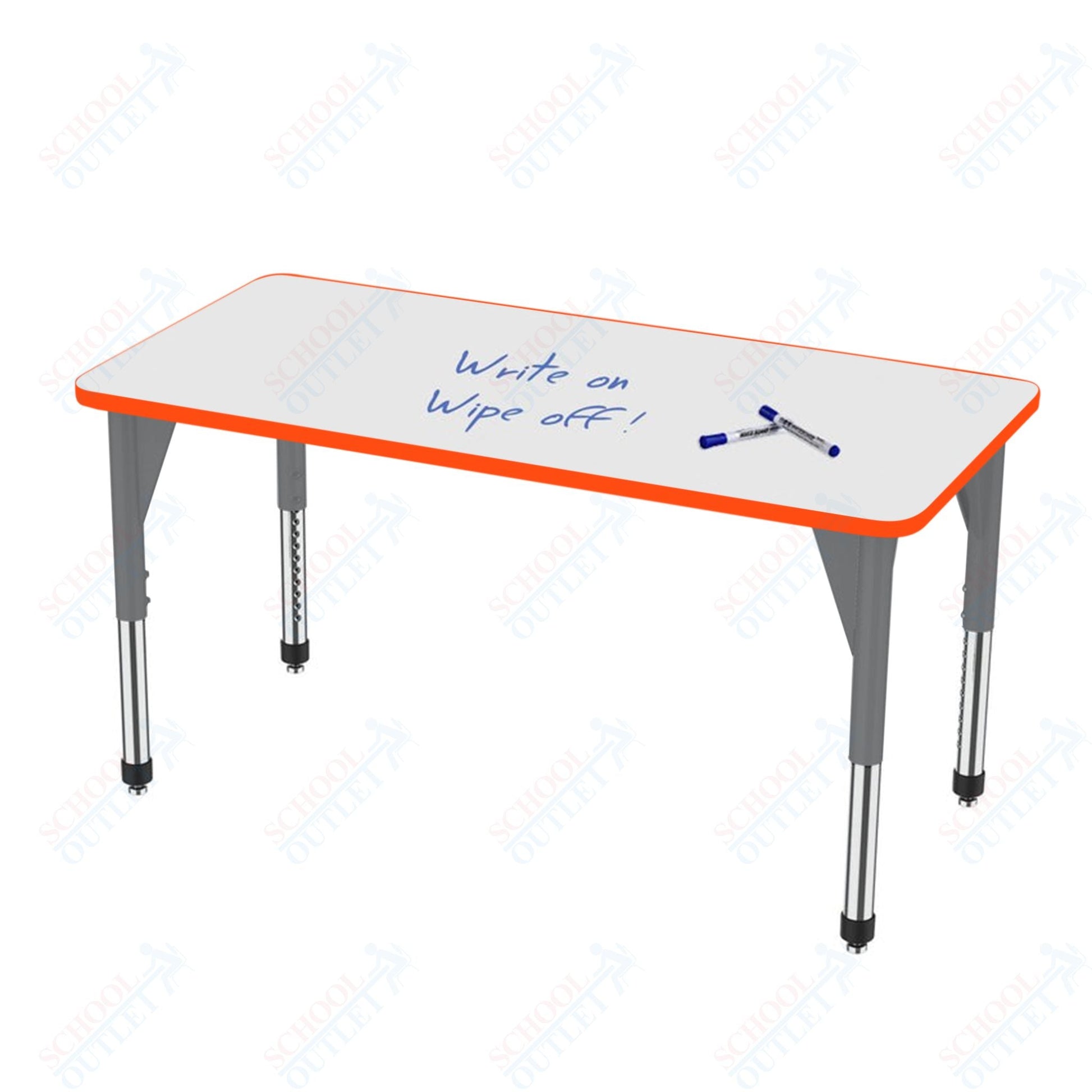 Marco Apex Series Rectangle Preschool Activity Table w/ Dry Erase HPL Top 30" x 72" Adj Height 17" - 24" (38 - 2238 - DB) - SchoolOutlet
