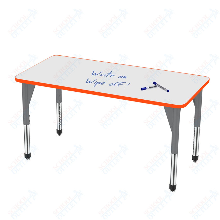 Marco Apex Series Rectangle Preschool Activity Table w/ Dry Erase HPL Top 30" x 72" Adj Height 17" - 24" (38 - 2238 - DB) - SchoolOutlet