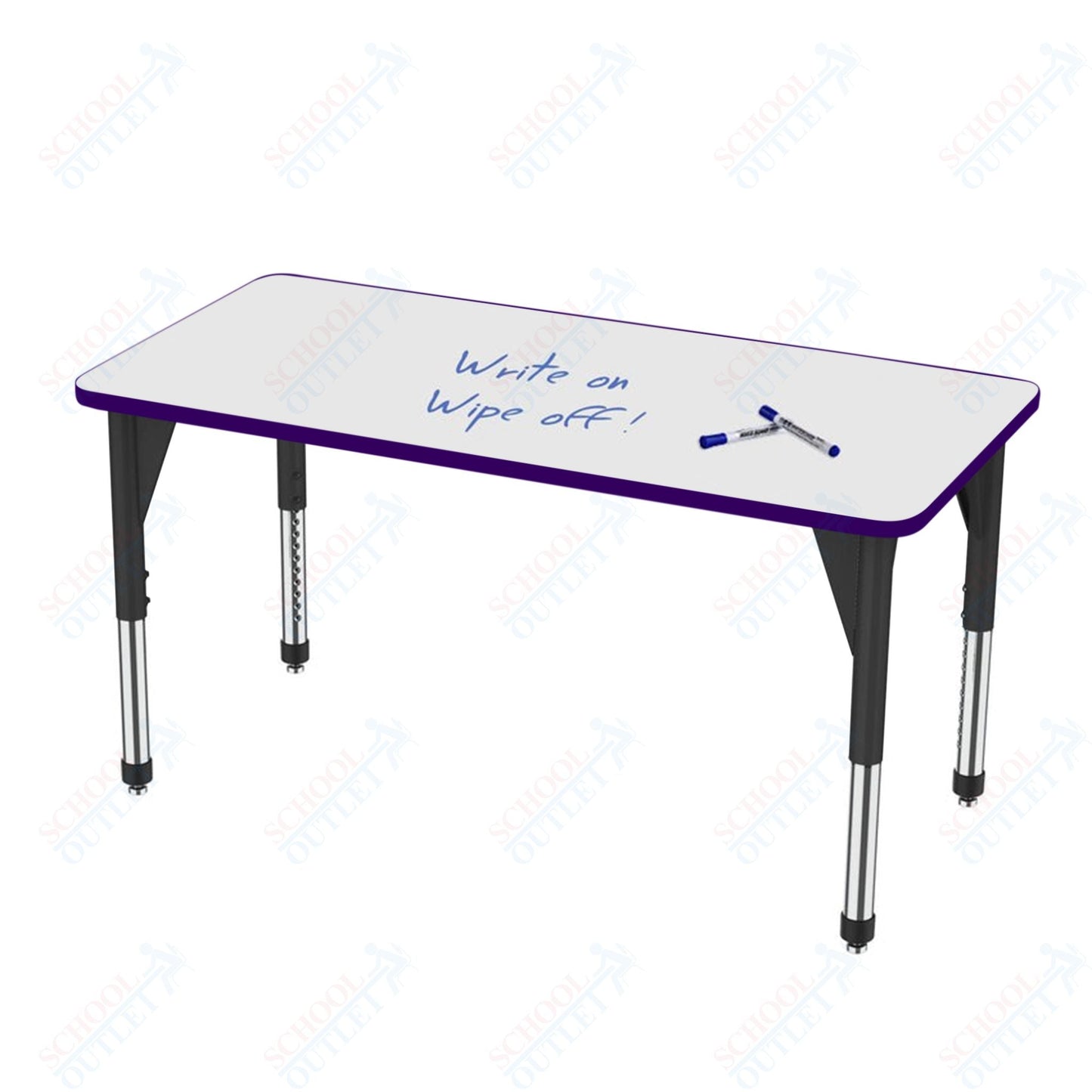 Marco Apex Series Rectangle Preschool Activity Table w/ Dry Erase HPL Top 30" x 72" Adj Height 17" - 24" (38 - 2238 - DB) - SchoolOutlet
