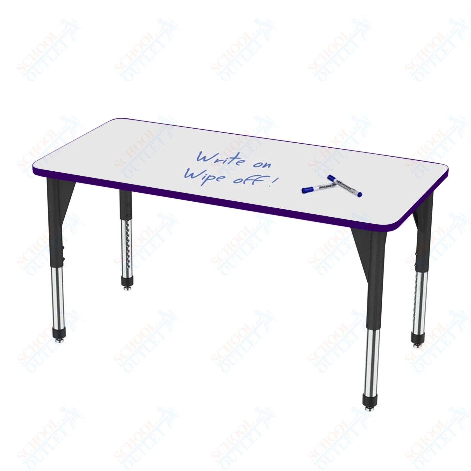 Marco Apex Series Rectangle Preschool Activity Table w/ Dry Erase HPL Top 30" x 72" Adj Height 17" - 24" (38 - 2238 - DB) - SchoolOutlet
