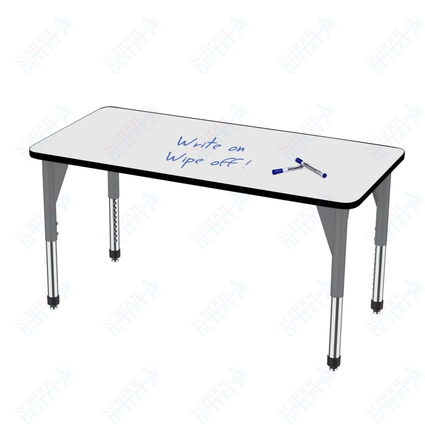 Marco Apex Series Rectangle Preschool Activity Table w/ Dry Erase HPL Top 36" x 48" Adj Height 17" - 24" (38 - 2246 - DB) - SchoolOutlet