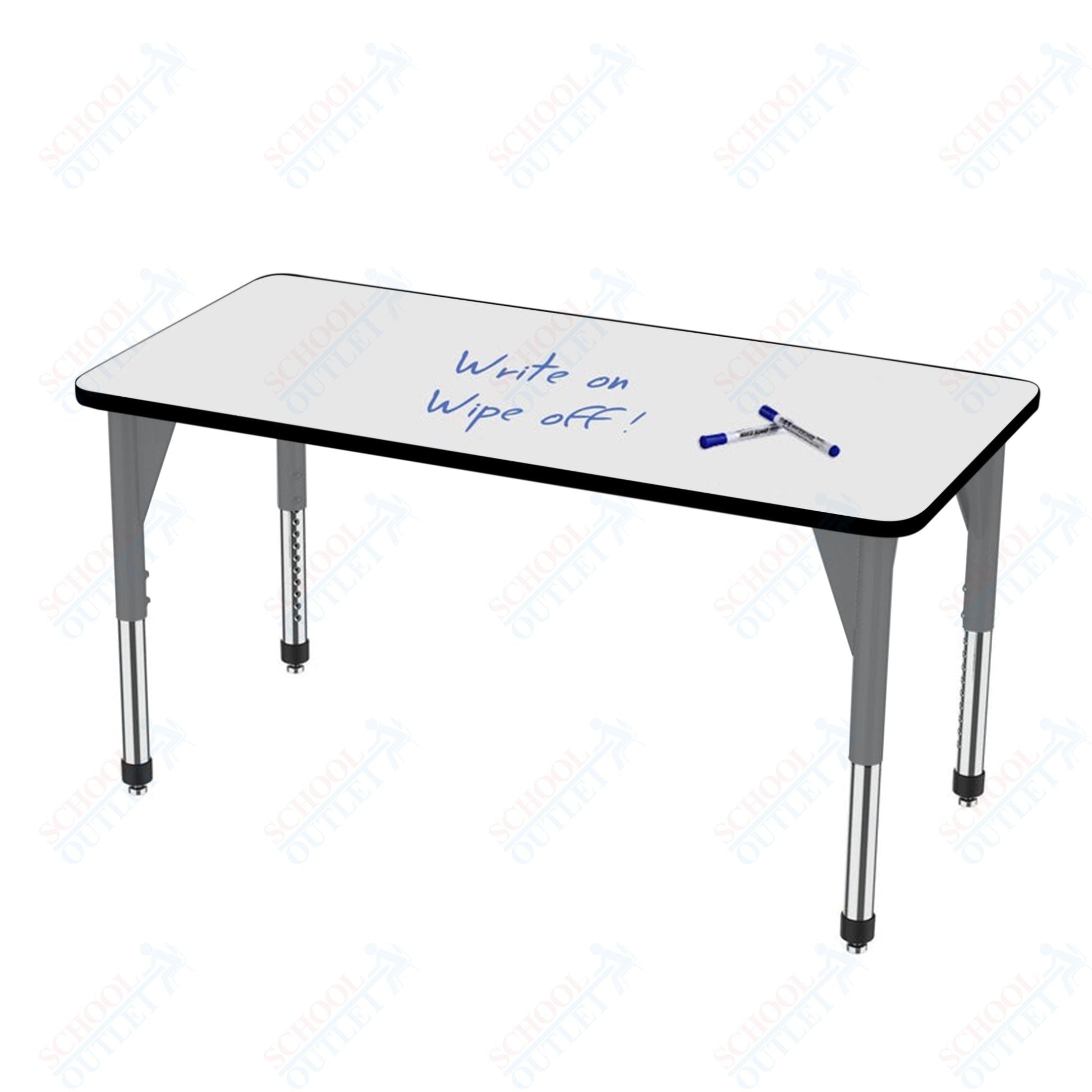 Marco Apex Series Rectangle Preschool Activity Table w/ Dry Erase HPL Top 36" x 48" Adj Height 17" - 24" (38 - 2246 - DB) - SchoolOutlet