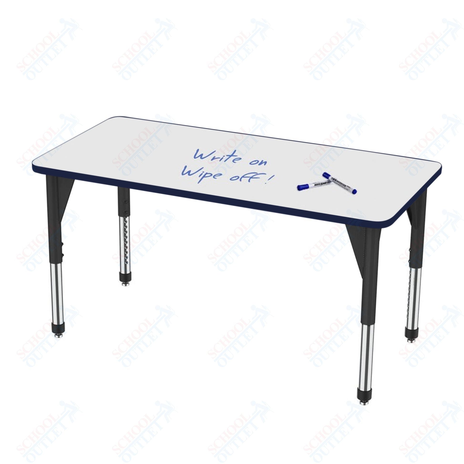 Marco Apex Series Rectangle Preschool Activity Table w/ Dry Erase HPL Top 36" x 48" Adj Height 17" - 24" (38 - 2246 - DB) - SchoolOutlet