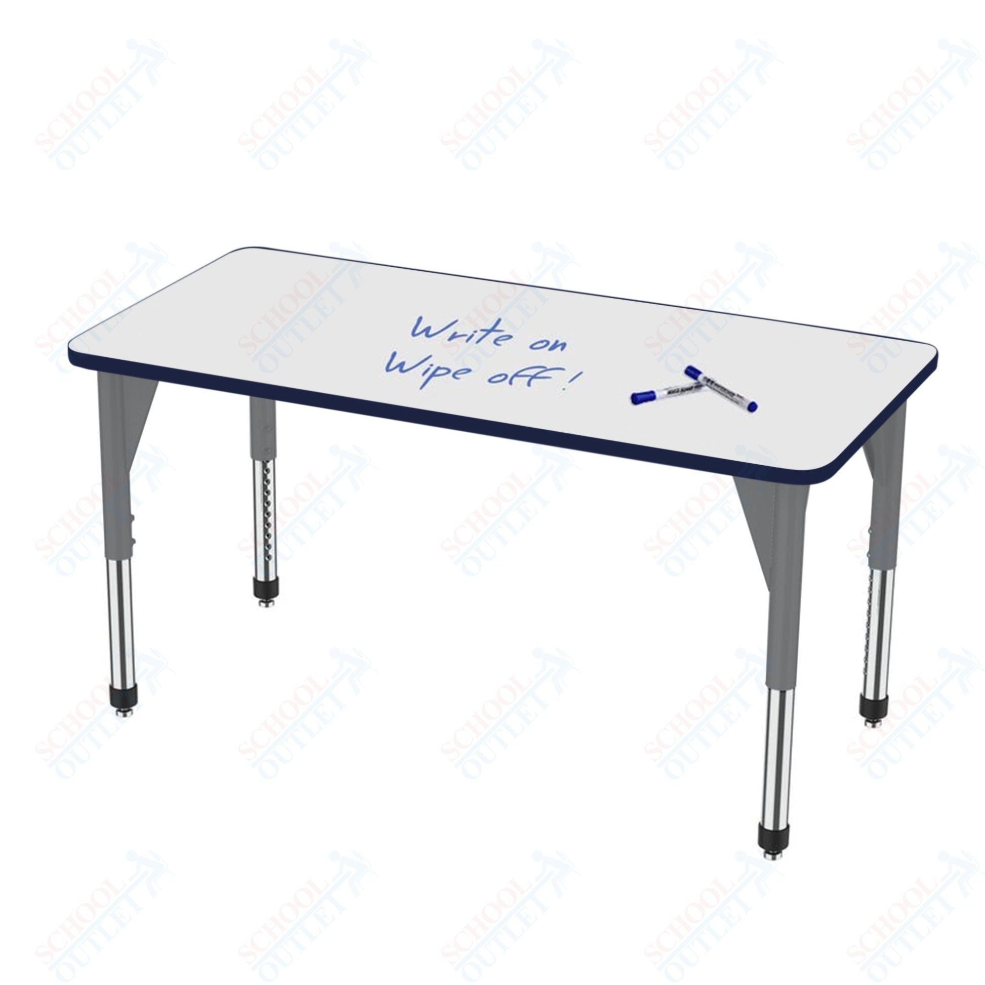 Marco Apex Series Rectangle Preschool Activity Table w/ Dry Erase HPL Top 36" x 48" Adj Height 17" - 24" (38 - 2246 - DB) - SchoolOutlet