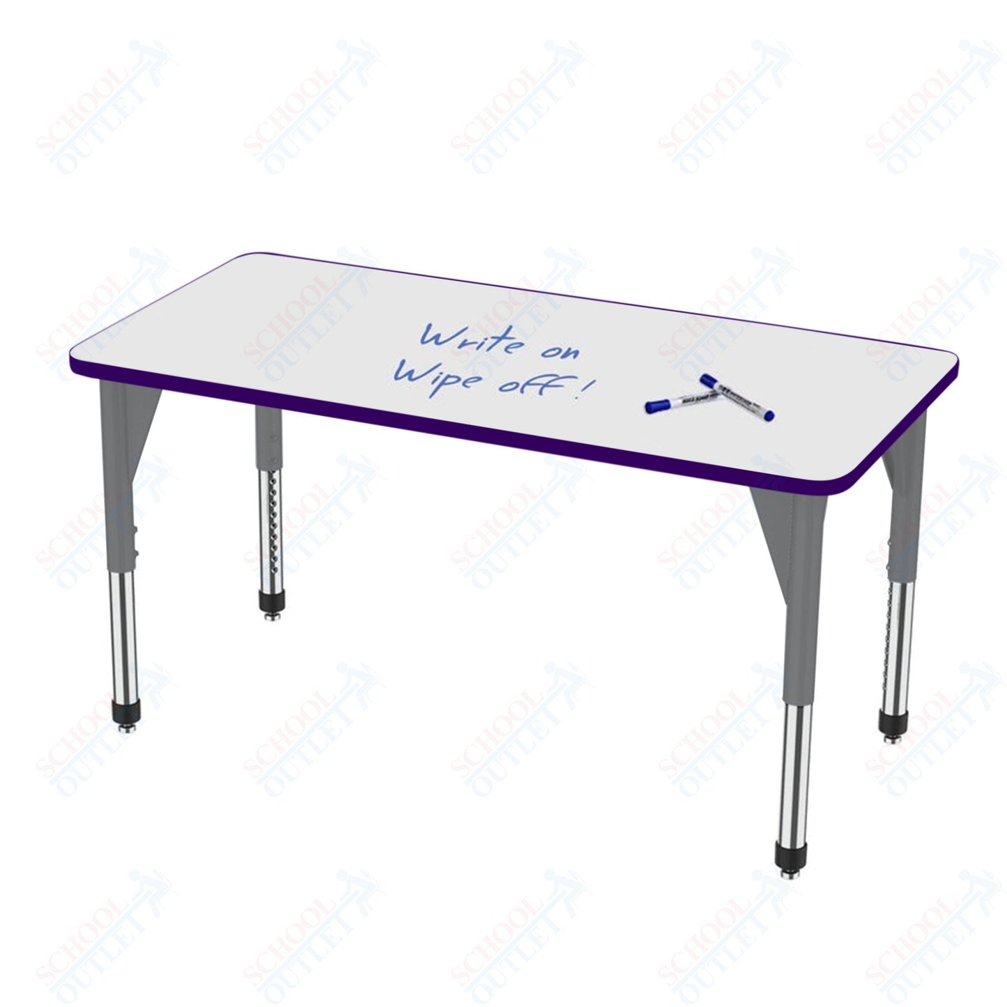 Marco Apex Series Rectangle Preschool Activity Table w/ Dry Erase HPL Top 36" x 48" Adj Height 17" - 24" (38 - 2246 - DB) - SchoolOutlet
