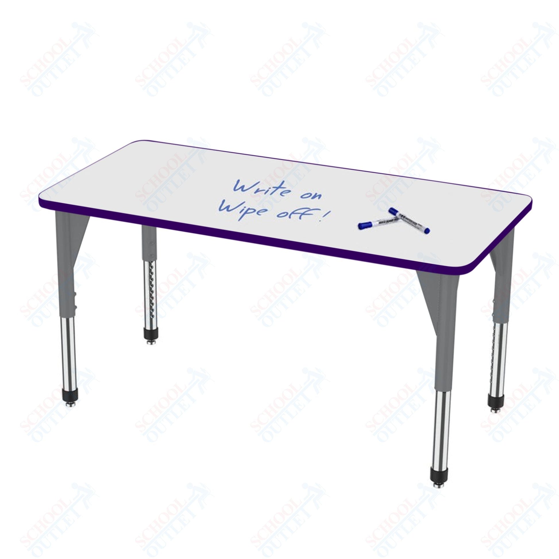 Marco Apex Series Rectangle Preschool Activity Table w/ Dry Erase HPL Top 36" x 48" Adj Height 17" - 24" (38 - 2246 - DB) - SchoolOutlet