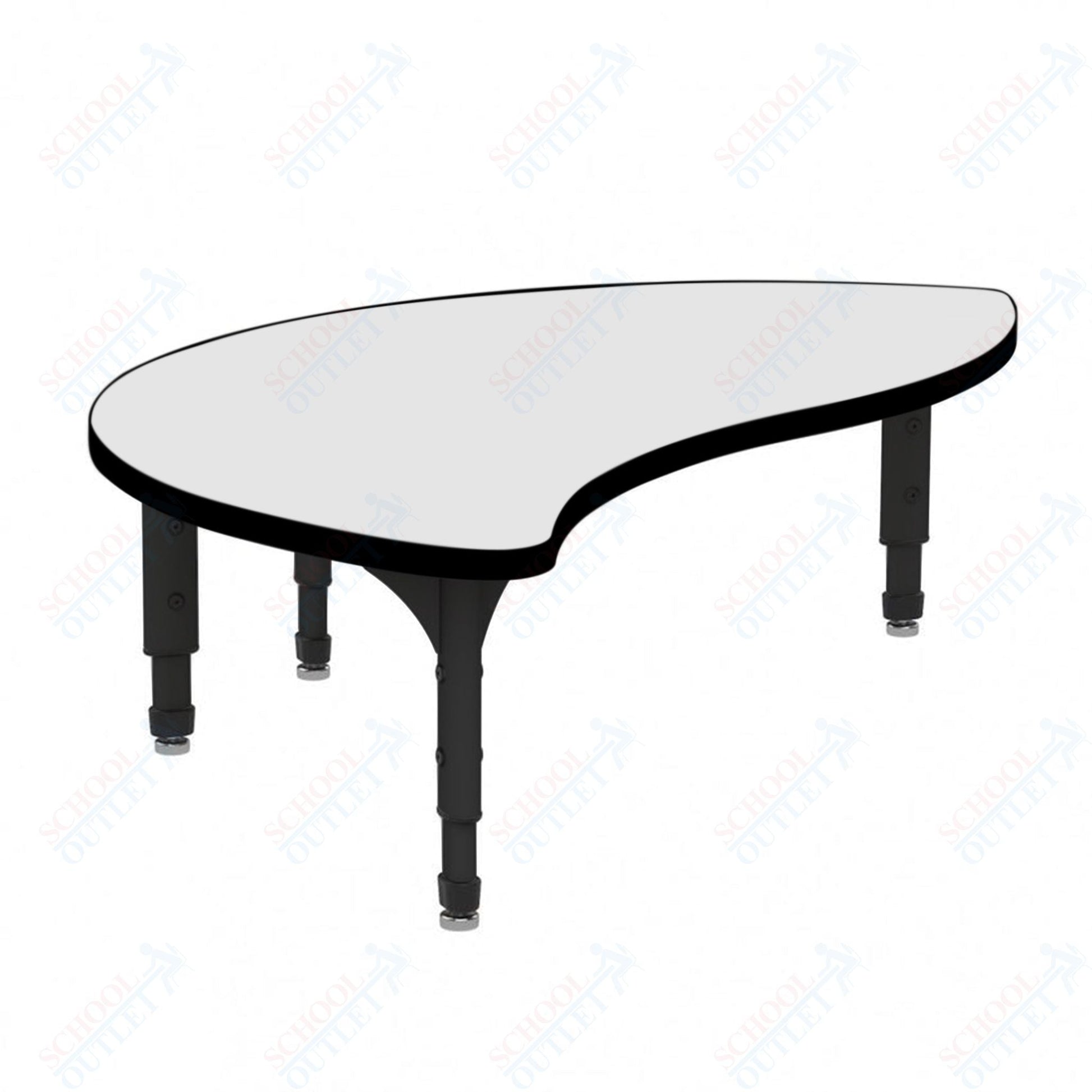 Marco Wave Half Round Floor Table w/ Dry Erase Top 30" x 54" Adj Height 12" - 15" (38 - 2252 - DC) - SchoolOutlet