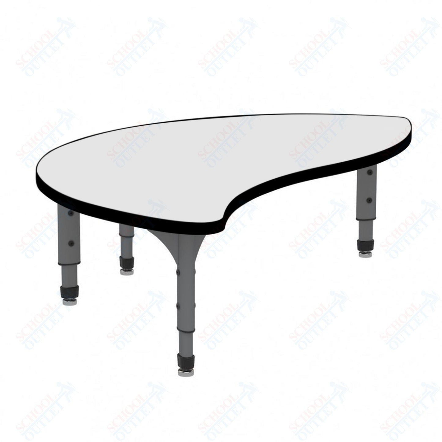 Marco Wave Half Round Floor Table w/ Dry Erase Top 30" x 54" Adj Height 12" - 15" (38 - 2252 - DC) - SchoolOutlet