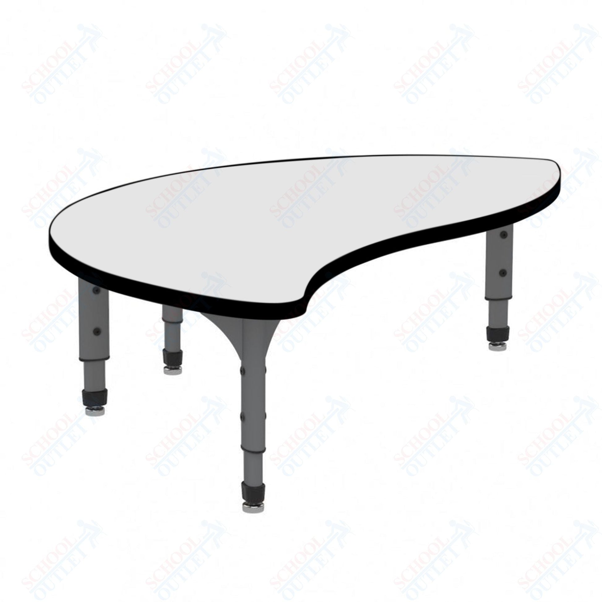 Marco Wave Half Round Floor Table w/ Dry Erase Top 30" x 54" Adj Height 12" - 15" (38 - 2252 - DC) - SchoolOutlet