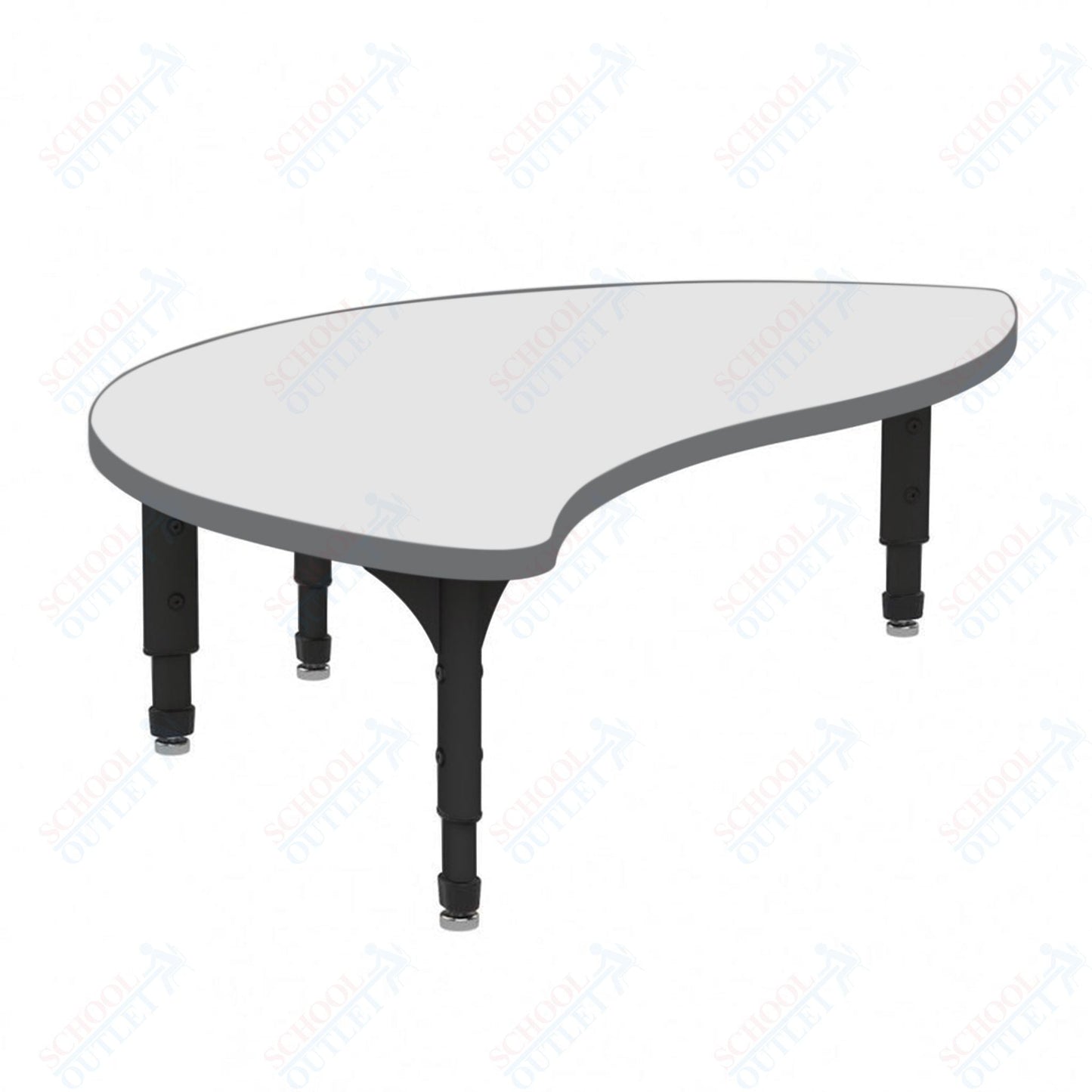 Marco Wave Half Round Floor Table w/ Dry Erase Top 30" x 54" Adj Height 12" - 15" (38 - 2252 - DC) - SchoolOutlet