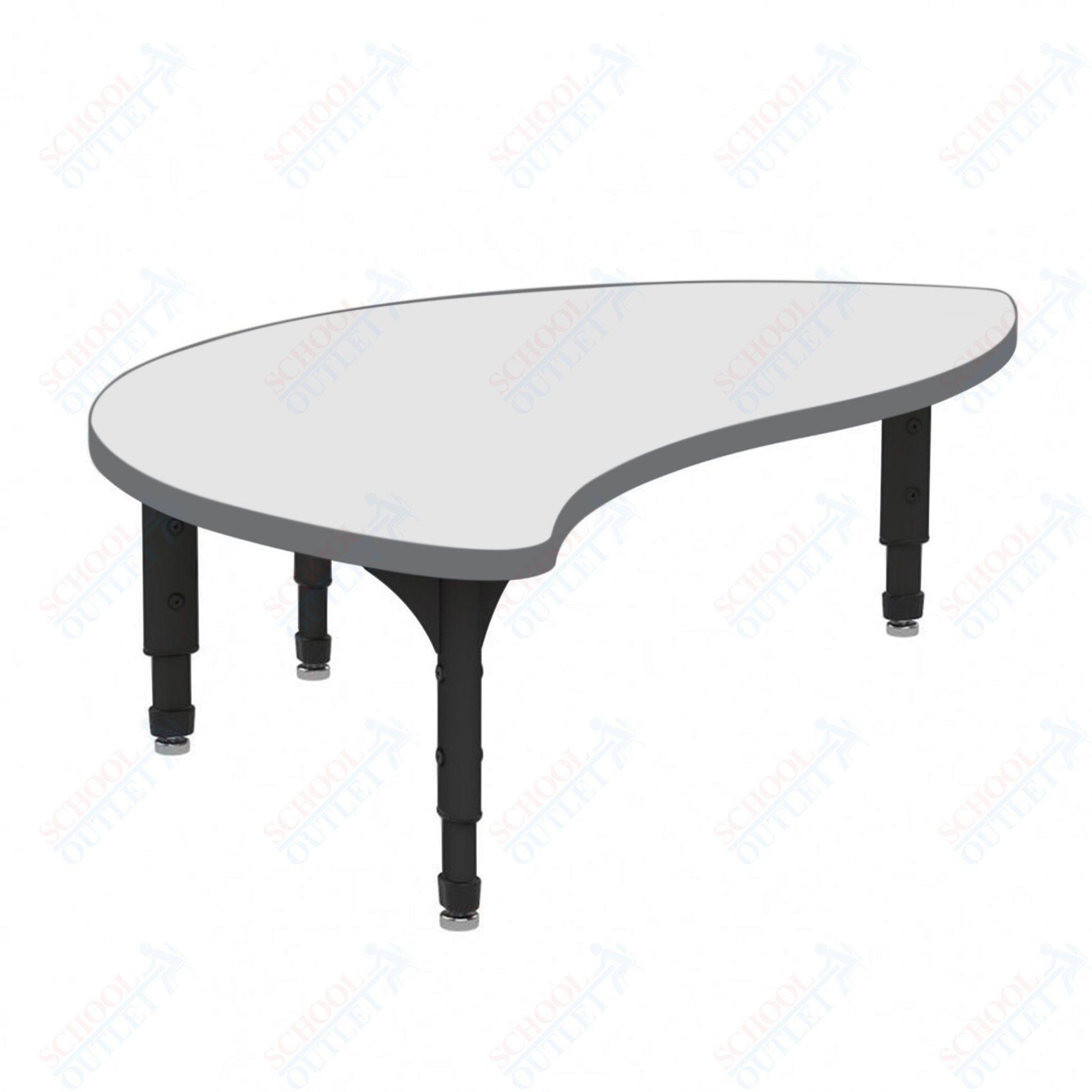 Marco Wave Half Round Floor Table w/ Dry Erase Top 30" x 54" Adj Height 12" - 15" (38 - 2252 - DC) - SchoolOutlet