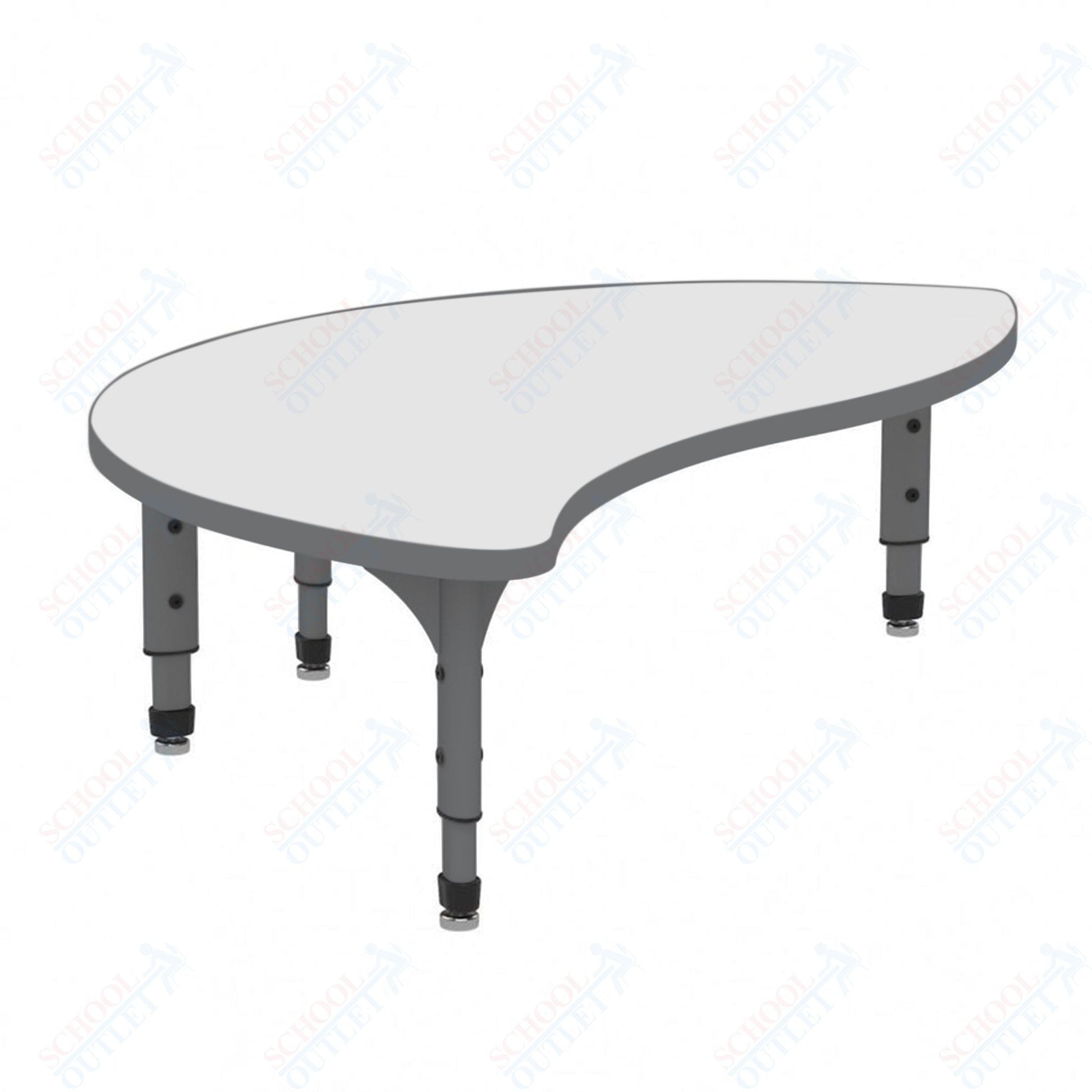 Marco Wave Half Round Floor Table w/ Dry Erase Top 30" x 54" Adj Height 12" - 15" (38 - 2252 - DC) - SchoolOutlet