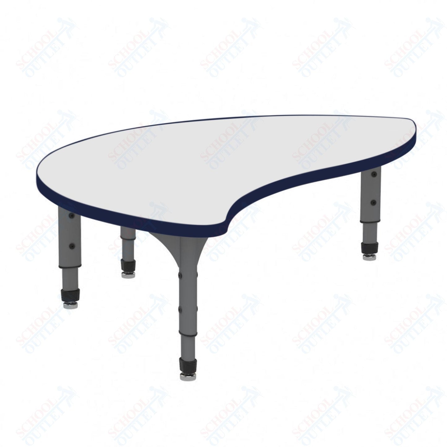 Marco Wave Half Round Floor Table w/ Dry Erase Top 30" x 54" Adj Height 12" - 15" (38 - 2252 - DC) - SchoolOutlet