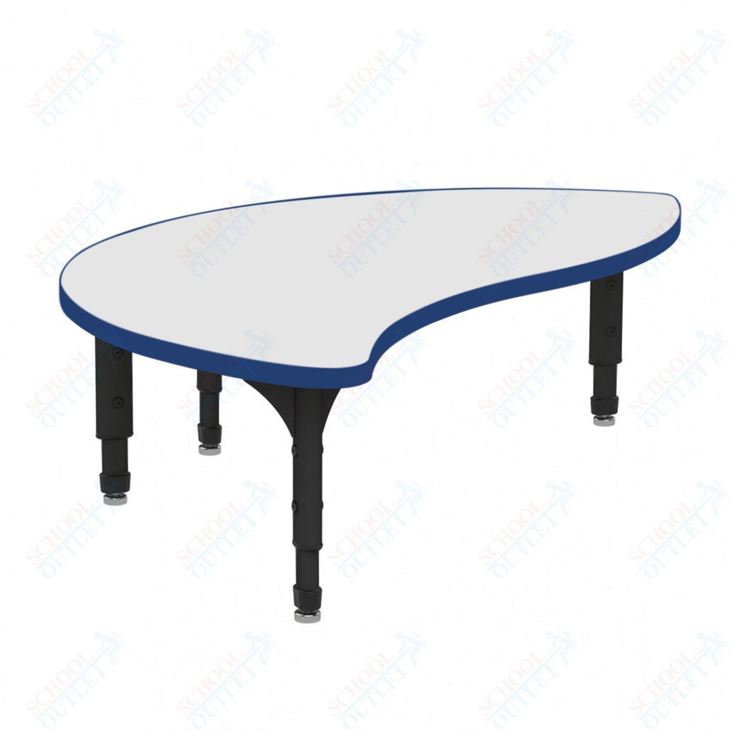 Marco Wave Half Round Floor Table w/ Dry Erase Top 30" x 54" Adj Height 12" - 15" (38 - 2252 - DC) - SchoolOutlet