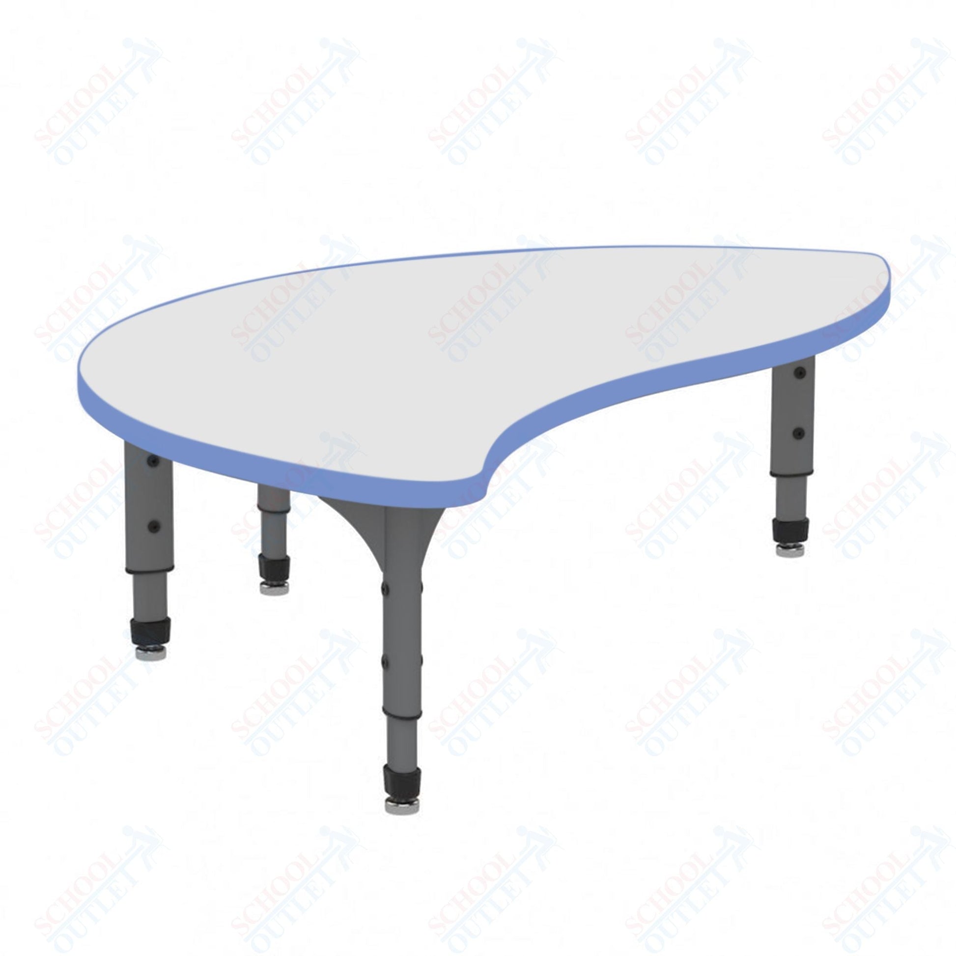 Marco Wave Half Round Floor Table w/ Dry Erase Top 30" x 54" Adj Height 12" - 15" (38 - 2252 - DC) - SchoolOutlet
