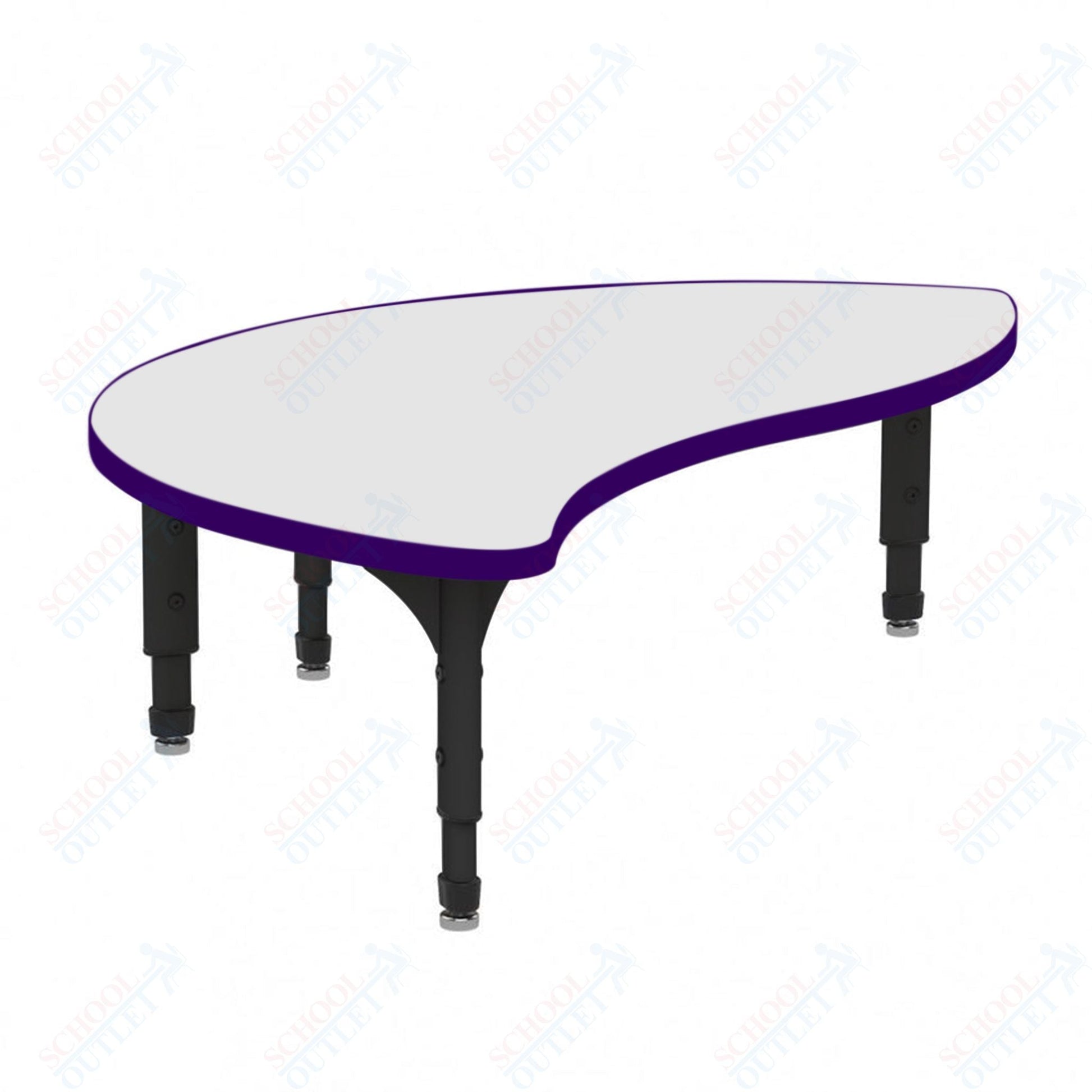 Marco Wave Half Round Floor Table w/ Dry Erase Top 30" x 54" Adj Height 12" - 15" (38 - 2252 - DC) - SchoolOutlet
