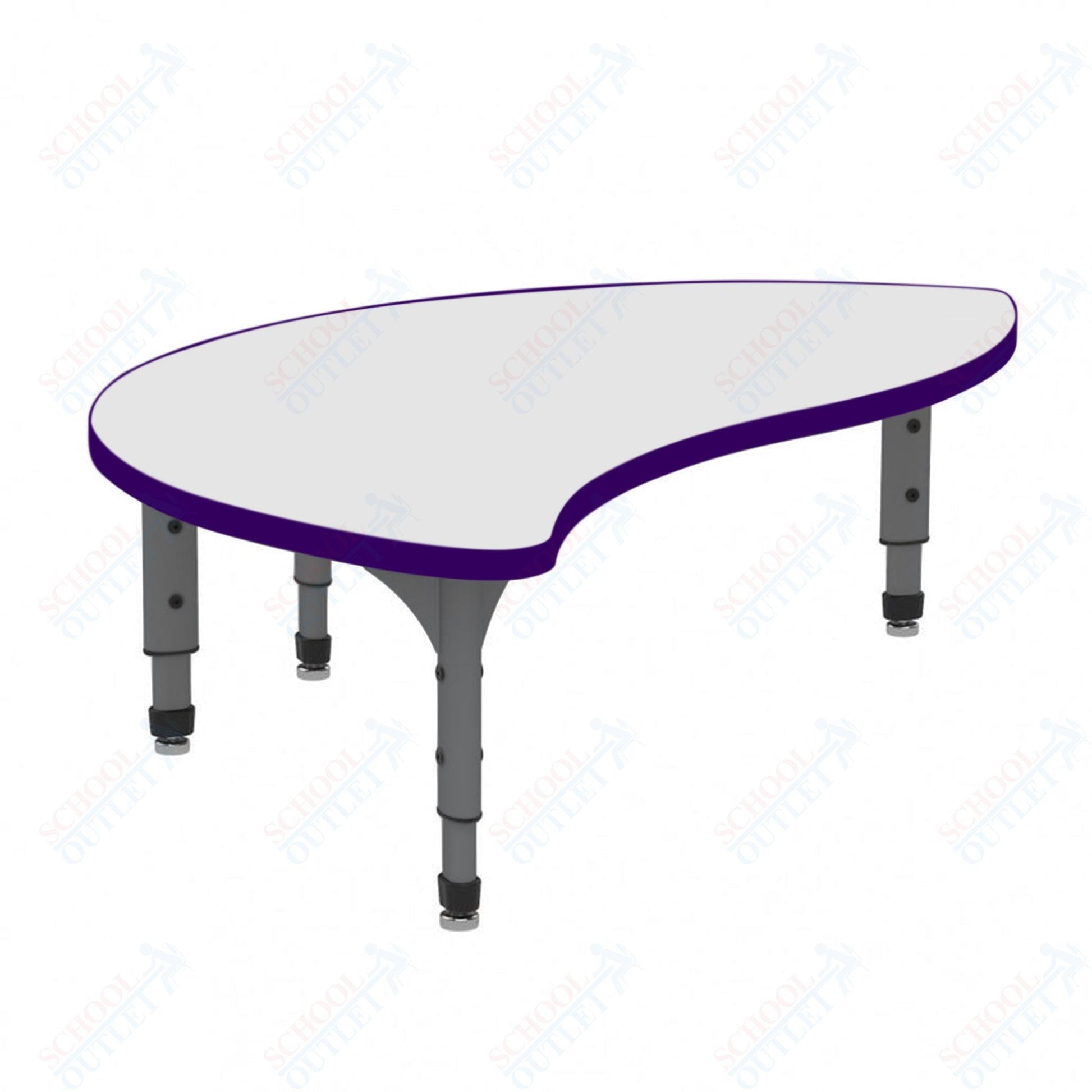 Marco Wave Half Round Floor Table w/ Dry Erase Top 30" x 54" Adj Height 12" - 15" (38 - 2252 - DC) - SchoolOutlet