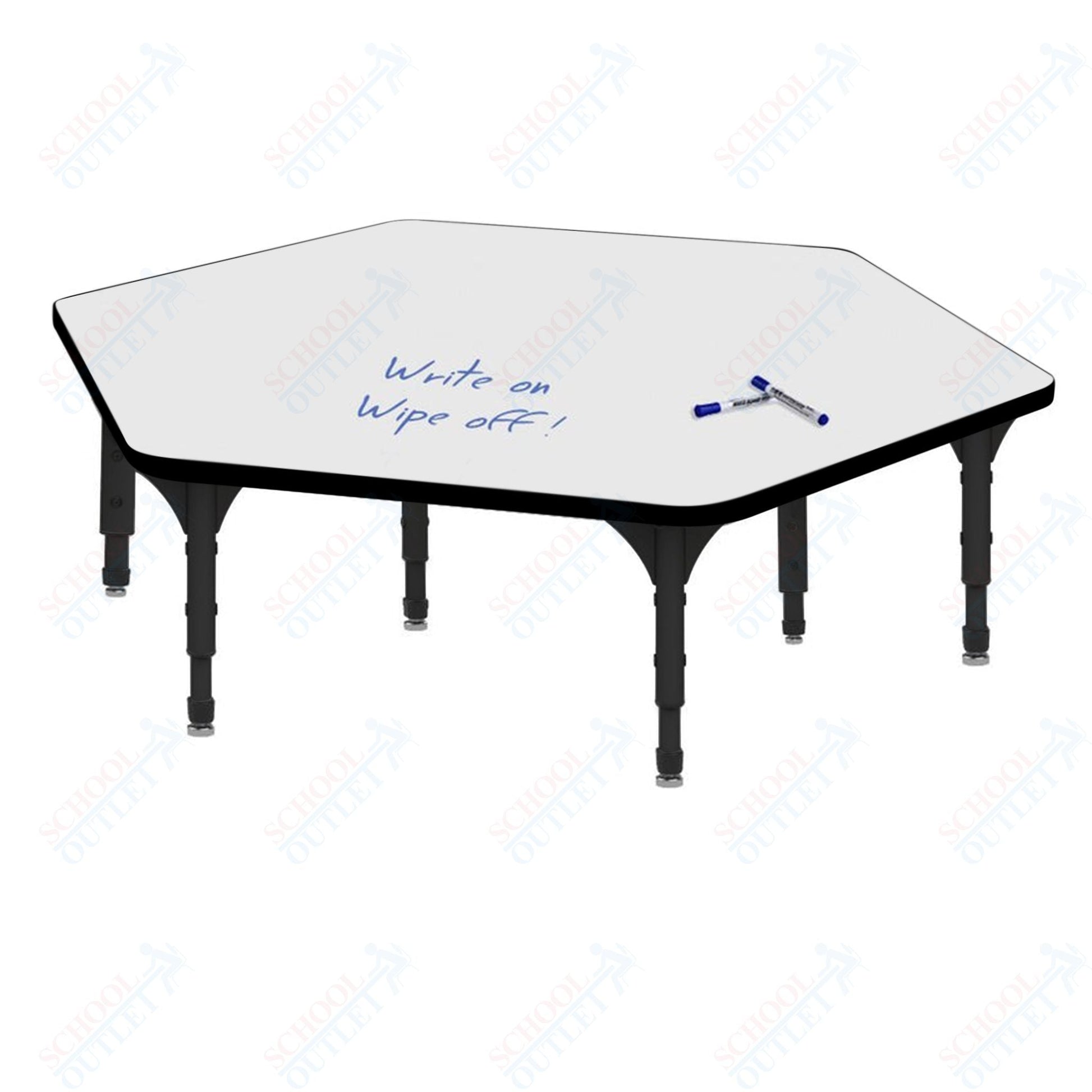 Marco Hexagon Floor Table w/ Dry Erase Top 54.5" x 48" Adj Height 12" - 15" (38 - 2254 - DC) - SchoolOutlet