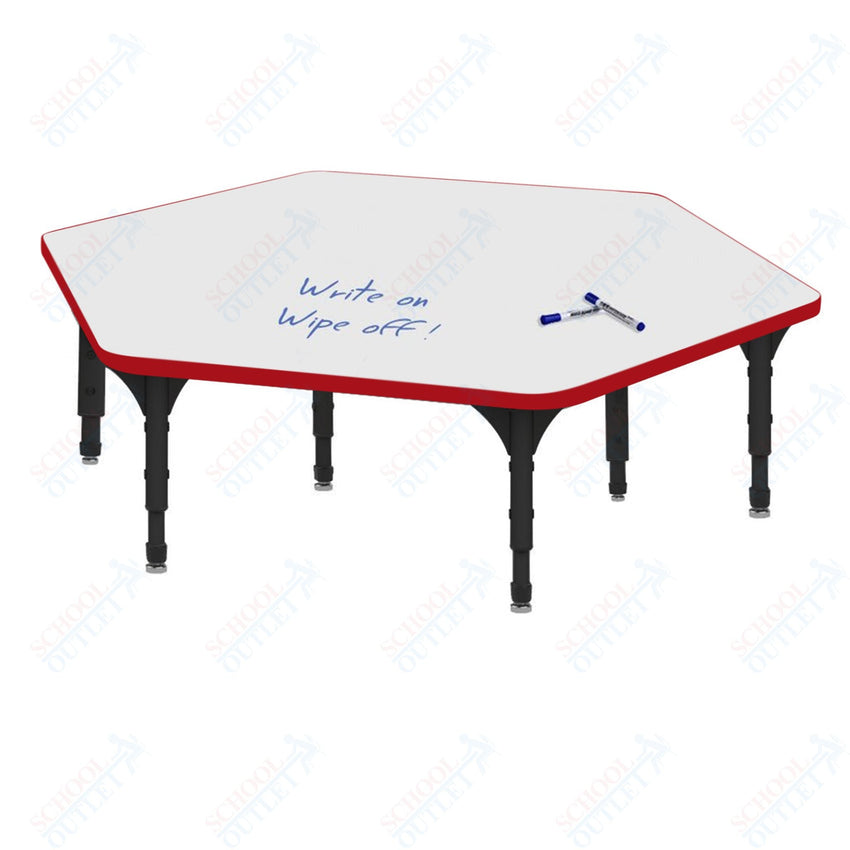 Marco Hexagon Floor Table w/ Dry Erase Top 54.5" x 48" Adj Height 12" - 15" (38 - 2254 - DC) - SchoolOutlet