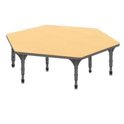 Marco Hexagon Floor Table 54.5" x 48" Adjustable Height 12"-15" (38-2254-MC)