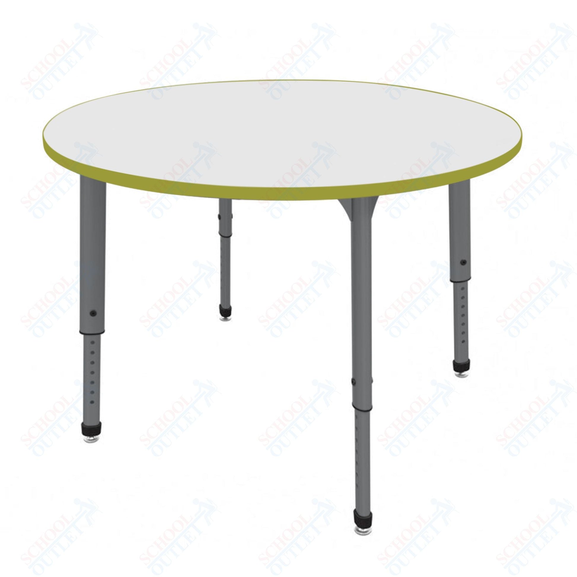 Marco Apex Series 48" Round Preschool Activity Table w/ Dry Erase HPL Top Adj Height 17" - 24" (38 - 2266 - DB) - SchoolOutlet