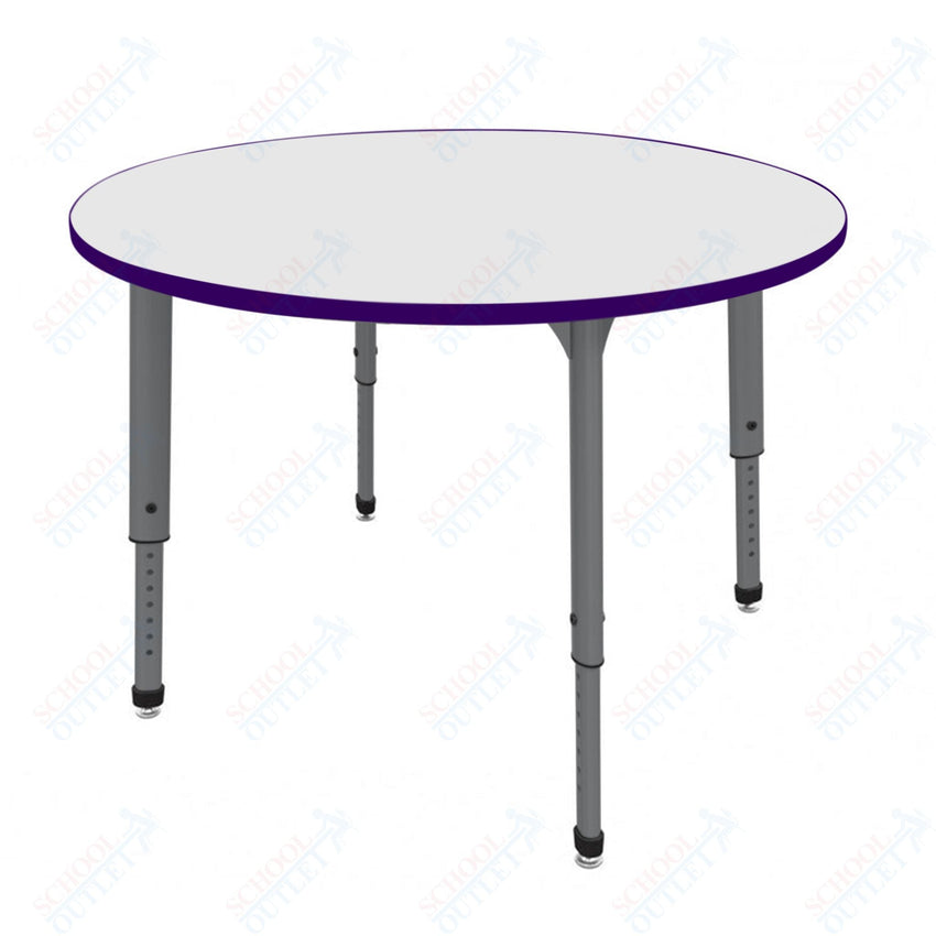 Marco Apex Series 48" Round Preschool Activity Table w/ Dry Erase HPL Top Adj Height 17" - 24" (38 - 2266 - DB) - SchoolOutlet