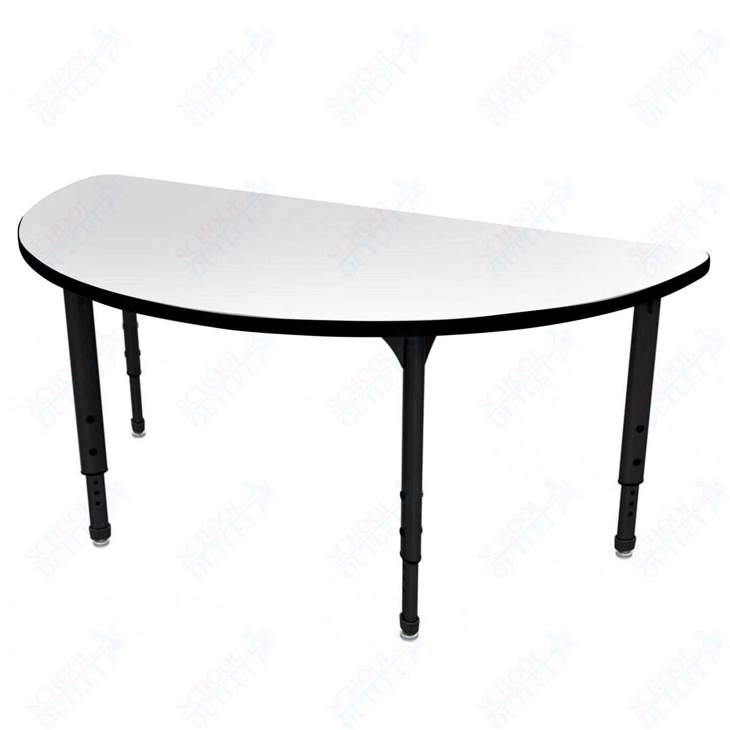 Marco Apex Series 60" Half Round School Activity Table w/ Dry Erase Top Adj Height 21" - 30" (38 - 2278 - DA) - SchoolOutlet