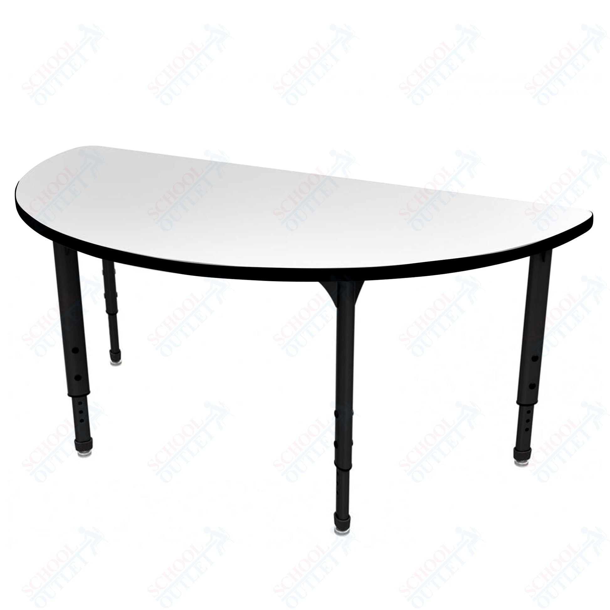 Marco Apex Series 60" Half Round School Activity Table w/ Dry Erase Top Adj Height 21" - 30" (38 - 2278 - DA) - SchoolOutlet