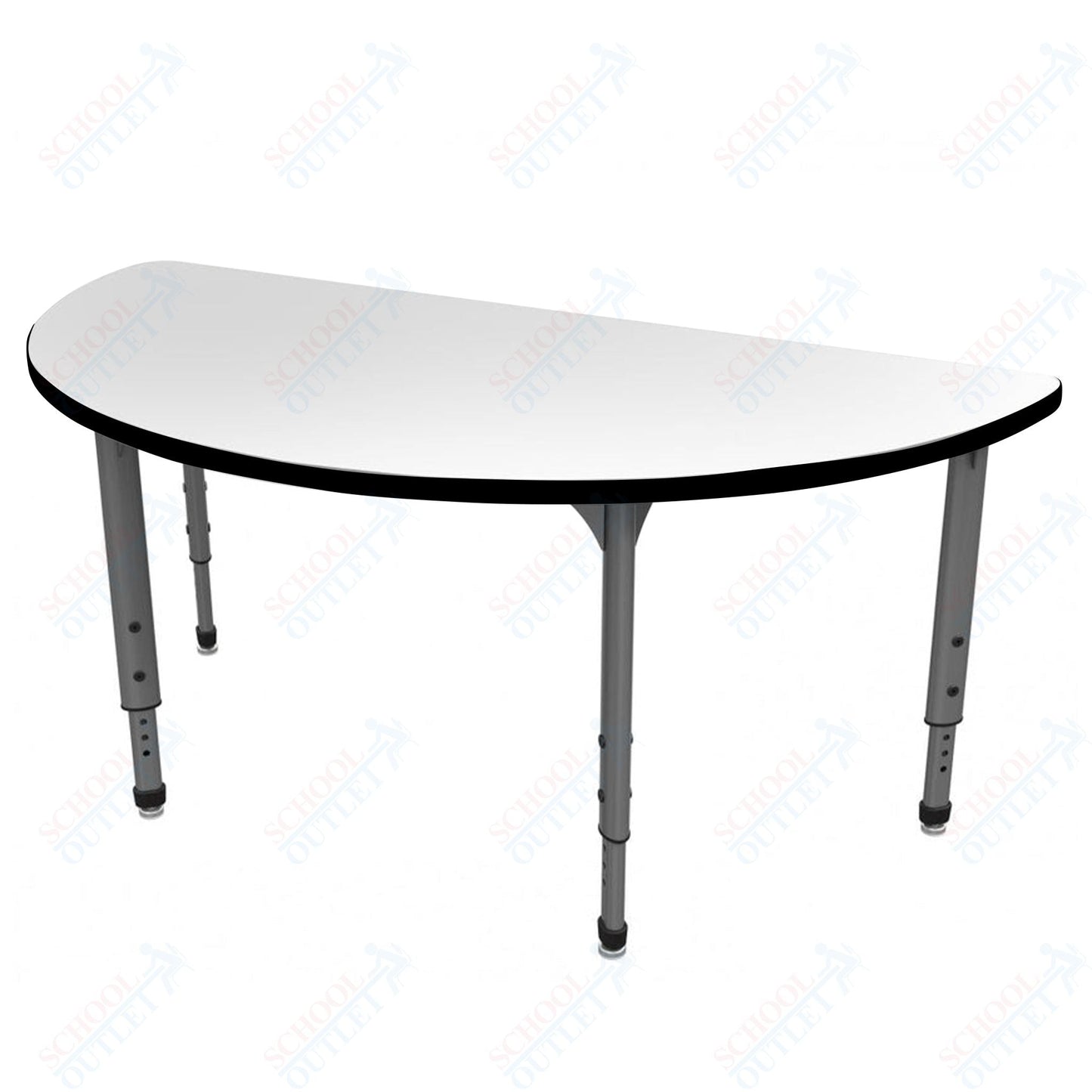 Marco Apex Series 60" Half Round School Activity Table w/ Dry Erase Top Adj Height 21" - 30" (38 - 2278 - DA) - SchoolOutlet