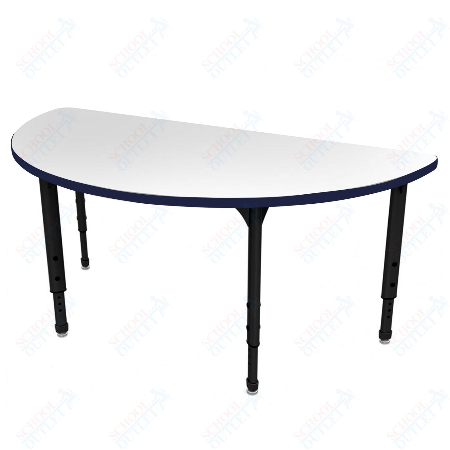 Marco Apex Series 60" Half Round School Activity Table w/ Dry Erase Top Adj Height 21" - 30" (38 - 2278 - DA) - SchoolOutlet