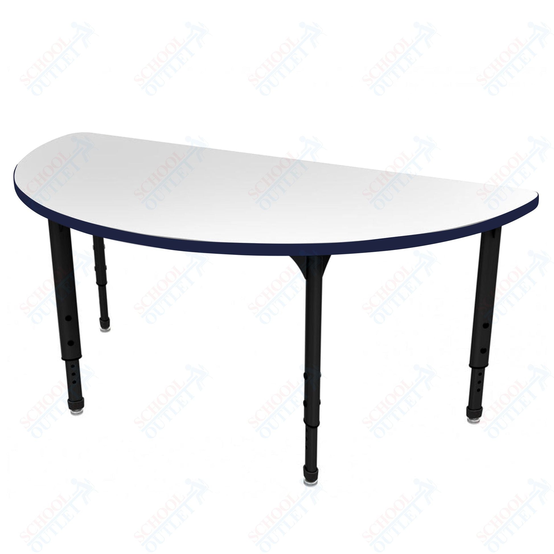 Marco Apex Series 60" Half Round School Activity Table w/ Dry Erase Top Adj Height 21" - 30" (38 - 2278 - DA) - SchoolOutlet