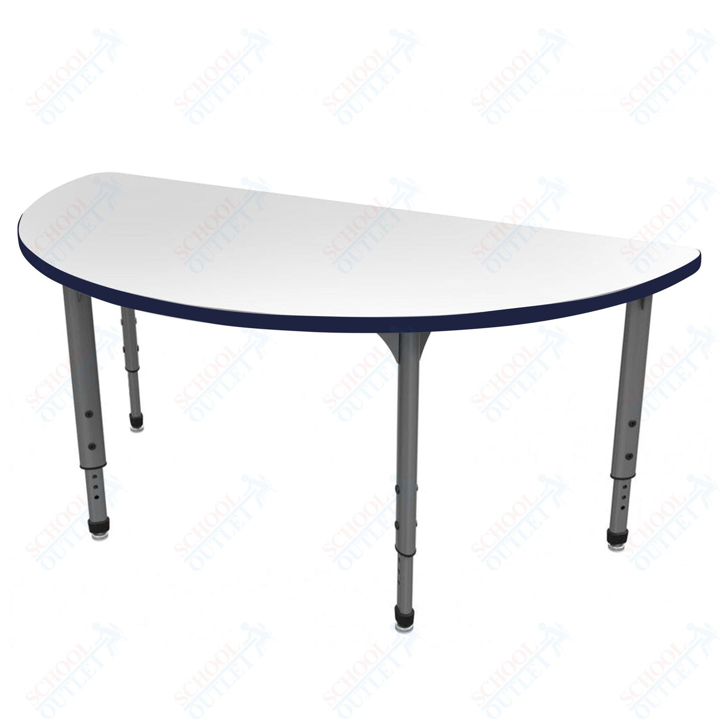 Marco Apex Series 60" Half Round School Activity Table w/ Dry Erase Top Adj Height 21" - 30" (38 - 2278 - DA) - SchoolOutlet