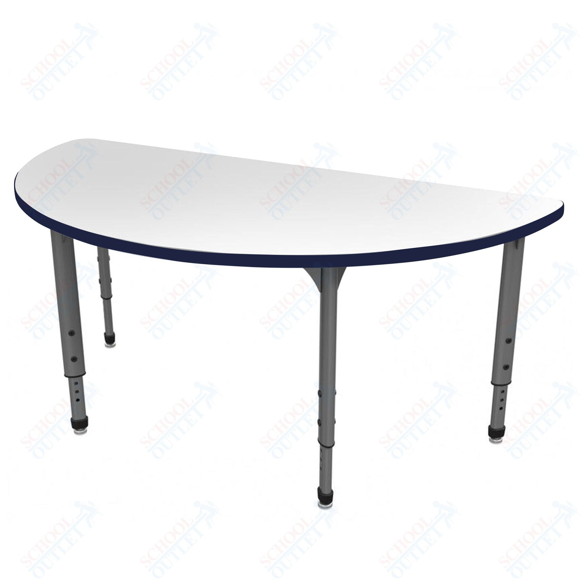 Marco Apex Series 60" Half Round School Activity Table w/ Dry Erase Top Adj Height 21" - 30" (38 - 2278 - DA) - SchoolOutlet