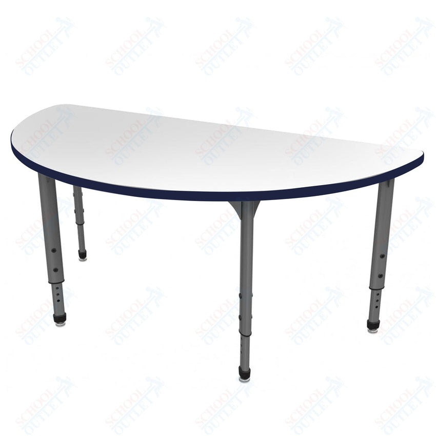 Marco Apex Series 60" Half Round School Activity Table w/ Dry Erase Top Adj Height 21" - 30" (38 - 2278 - DA) - SchoolOutlet