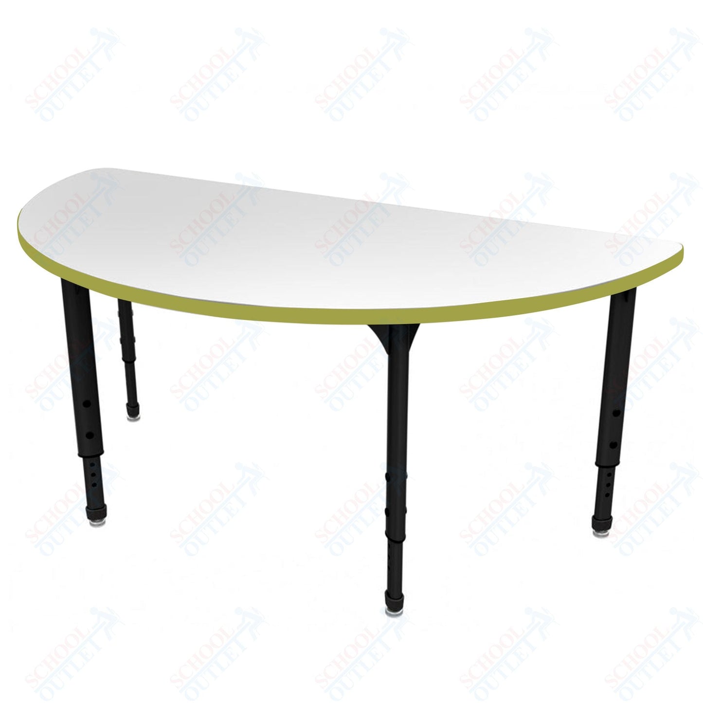 Marco Apex Series 60" Half Round School Activity Table w/ Dry Erase Top Adj Height 21" - 30" (38 - 2278 - DA) - SchoolOutlet