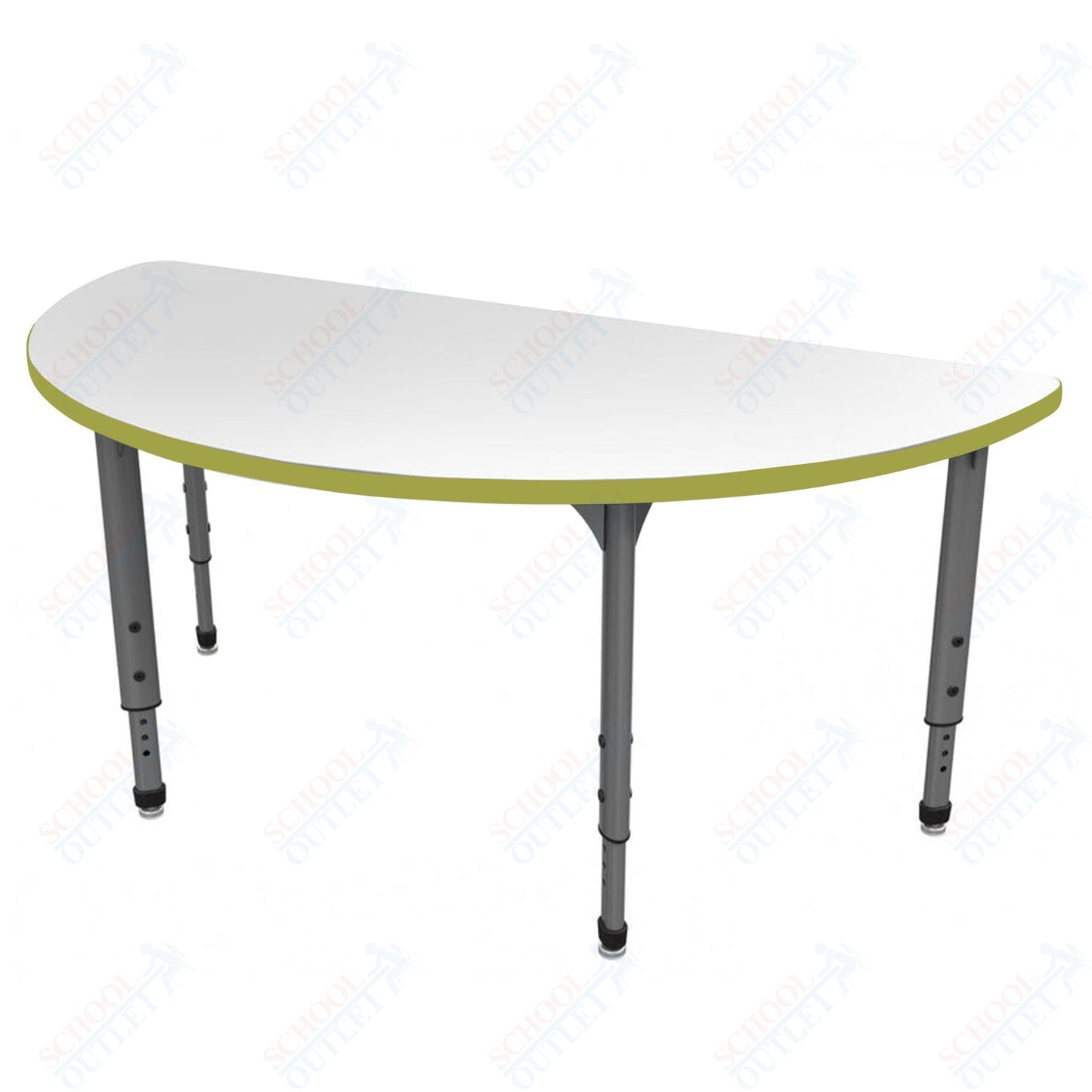 Marco Apex Series 60" Half Round School Activity Table w/ Dry Erase Top Adj Height 21" - 30" (38 - 2278 - DA) - SchoolOutlet