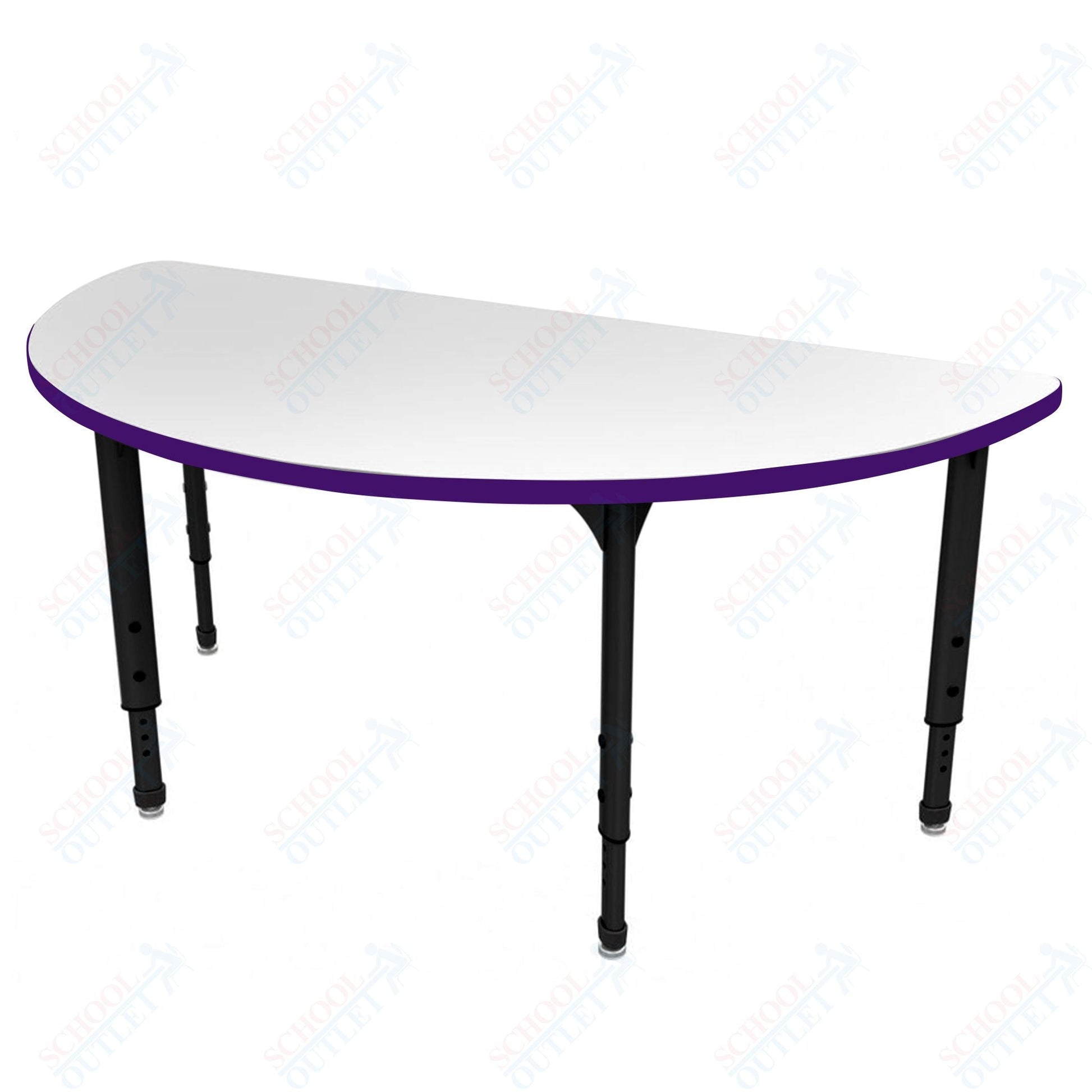 Marco Apex Series 60" Half Round School Activity Table w/ Dry Erase Top Adj Height 21" - 30" (38 - 2278 - DA) - SchoolOutlet