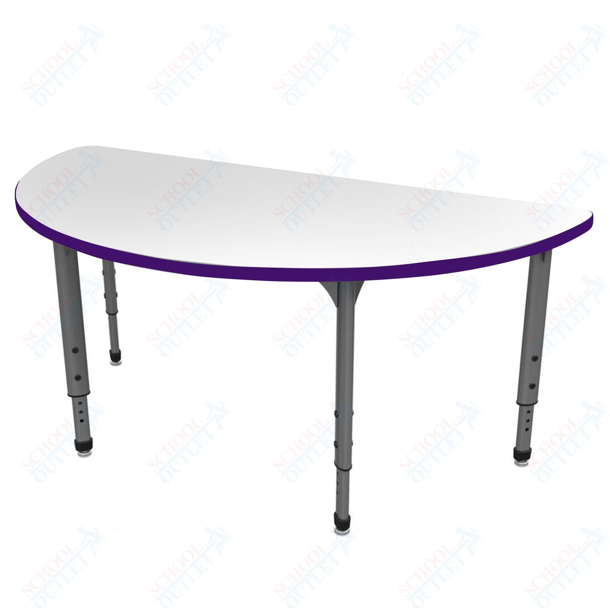 Marco Apex Series 60" Half Round School Activity Table w/ Dry Erase Top Adj Height 21" - 30" (38 - 2278 - DA) - SchoolOutlet